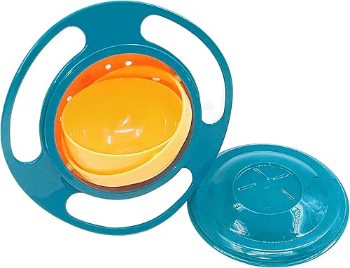 Magic Gyro Bowl giratorio de 360 grados para niños, cuenco giratorio antiderrames con tapa, plástico sin BPA, apto para lavavajillas (verde)