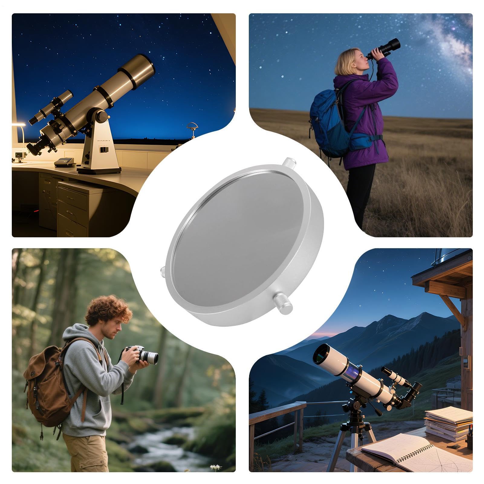 Teleskop-Sonnenfilter – 160-mm-Verbundfilm-Sonnenlicht-Reduktionslinse | Einziehbares Zubehör Zur Beobachtung Der Sonnenfinsternis | Einstellbarer Solarfolienfilter | Schutz Des Astronomischen Telesko