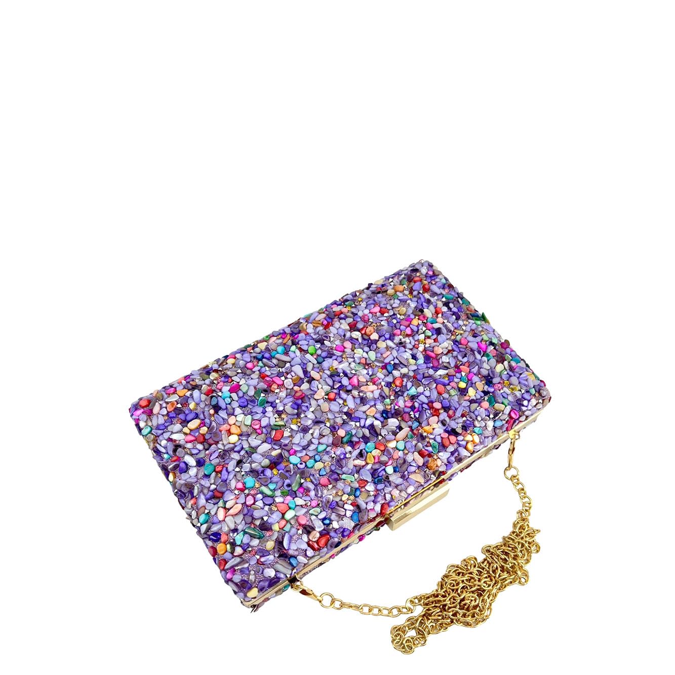MODELISA - Bolso Clutch Cartera De Mano Cadena De Hombro Piedras Boda Noche Evento Mujer