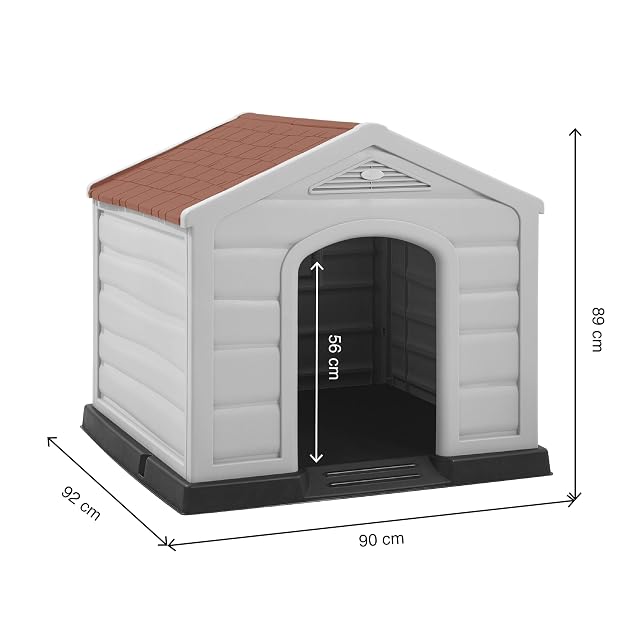 Foto 7 de 7 de KG KITGARDEN - Caseta Perro Mediano/Grande Jardín, 89x90x92cm, Beige/Terracota