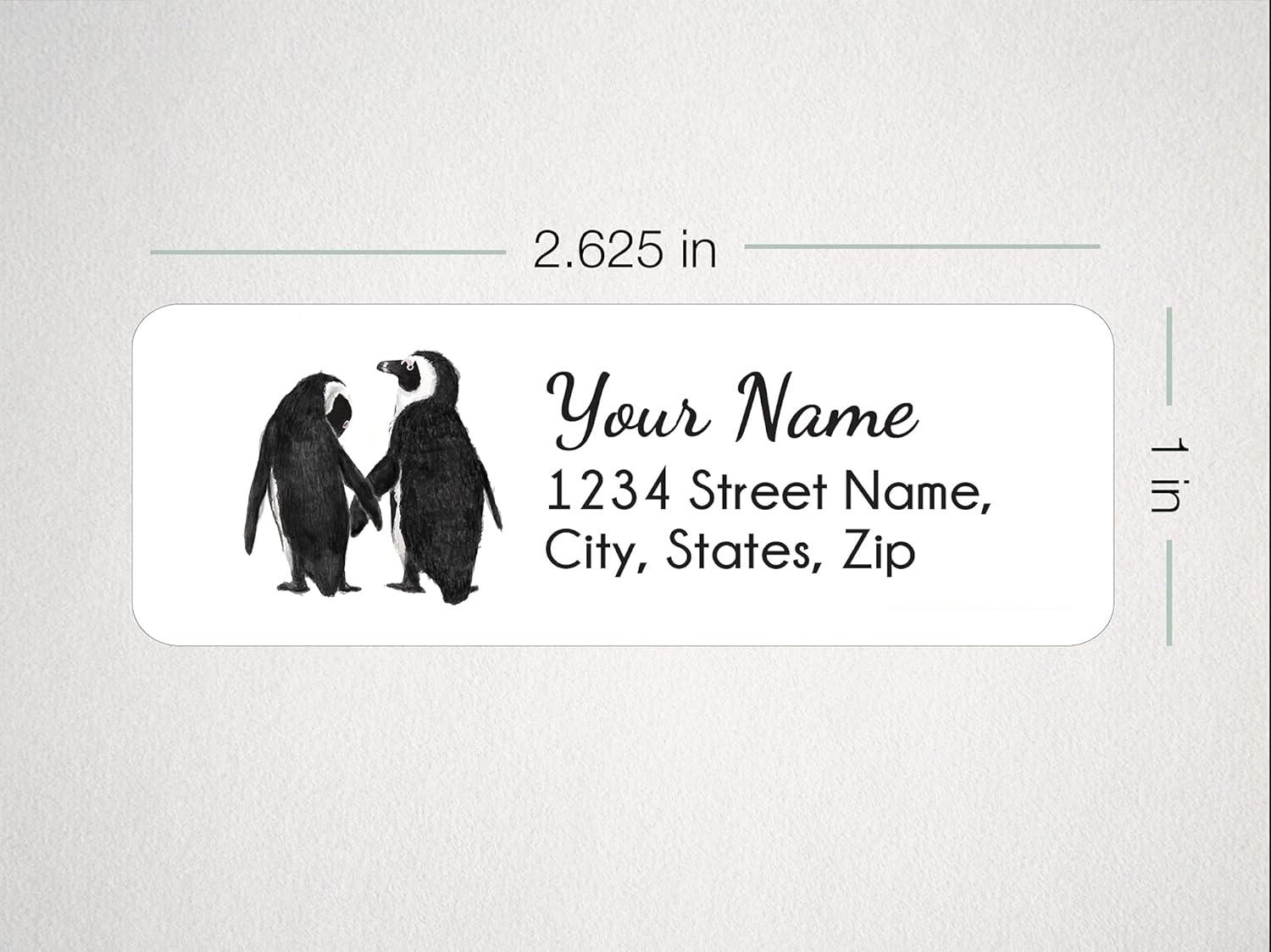 Penguins in Love Return Address Labels - 120 Personalized Mailing Sticker, Customized Anniversary Gift Idea, for Wedding or New Home, Watercolor Animal Art