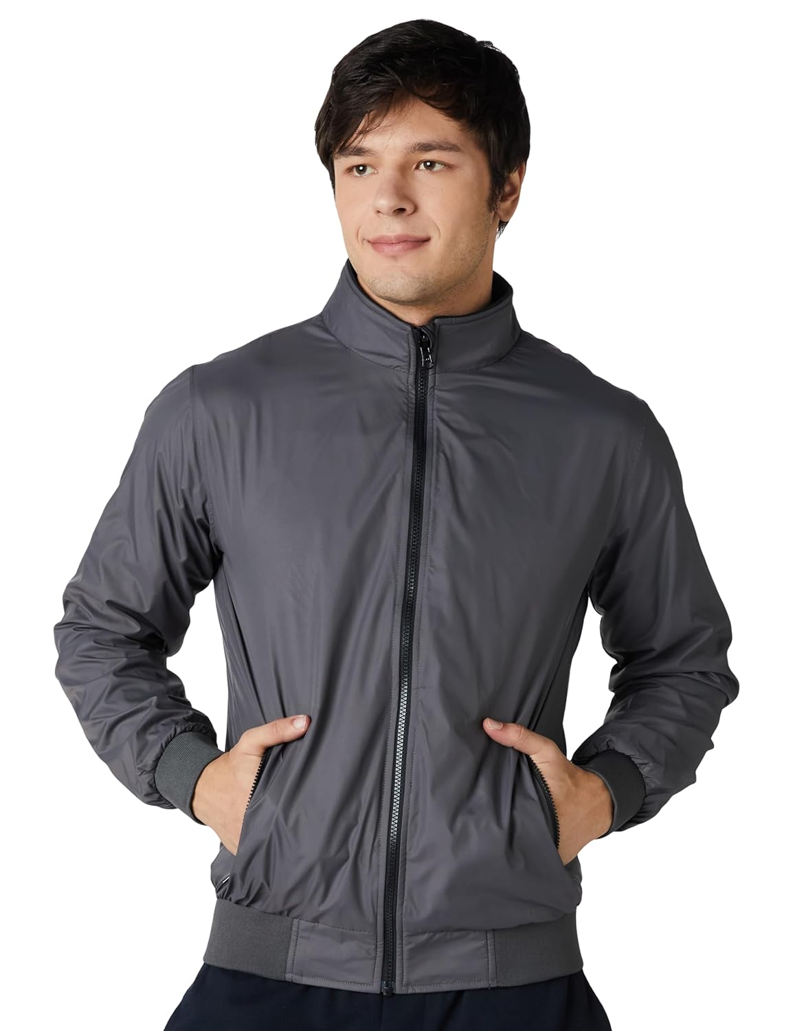 Amazon Brand – Symbol Men’s Solid Reversible Polyester Regular Fit Lightweight Just Below Waistline Jacket (Available in Plus Sizes)