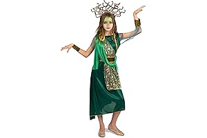 Spooktacular Creations Girls Medusa Costume with Headpiece, Belt, and Bracelet - Green
