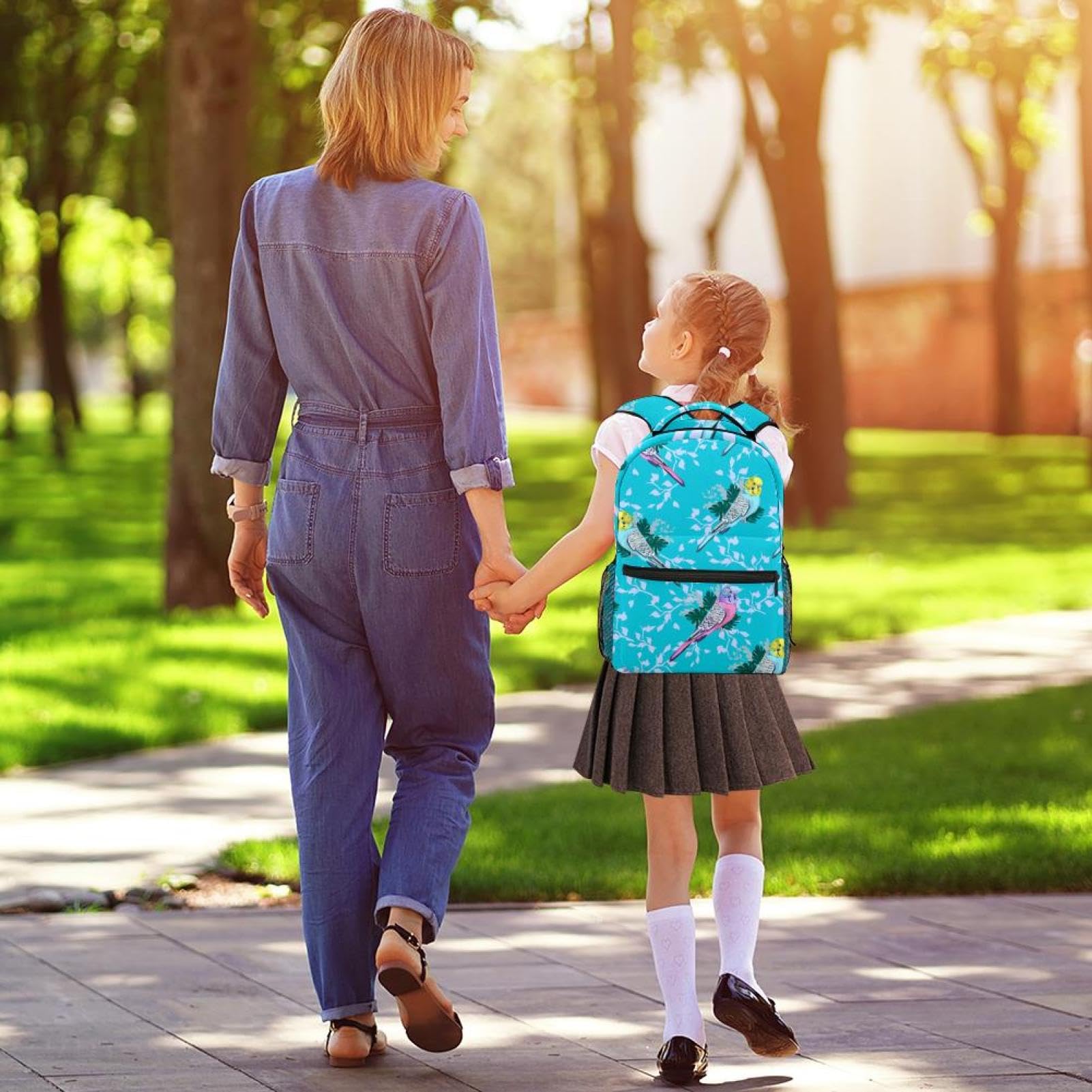 Zaino scolastico per uomini e donne, borsa da viaggio per computer portatile, con uccellino, leggero, zaino casual per libri