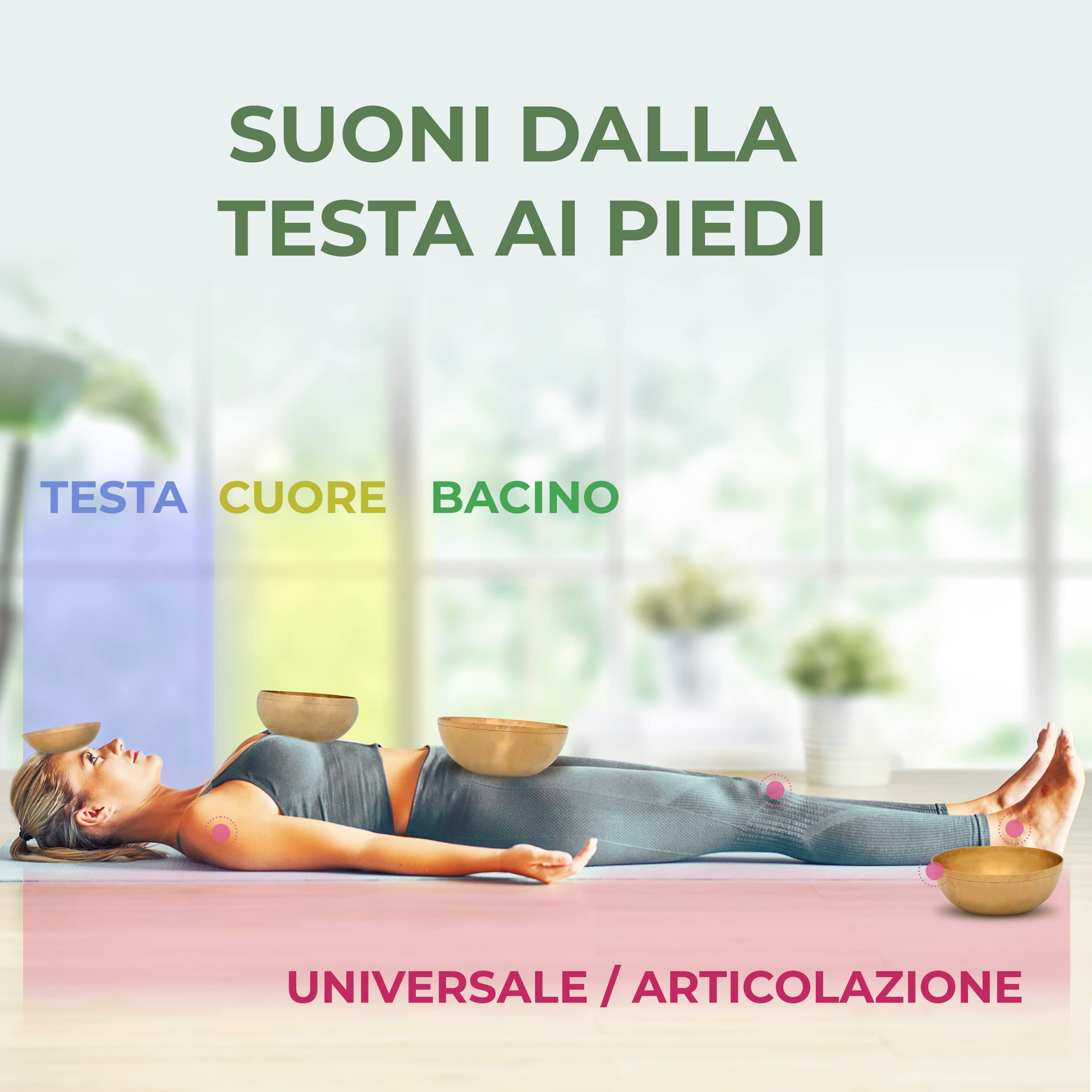 MASSAGE-EXPERT Set di ciotole tibetane PROFESSIONALE [4 campane tibetane], da mini Ø 13,5 cm - tono acuto a grande Ø 26,0 cm - tono profondo, per massaggio sonoro, terapia del suono, relax e yoga