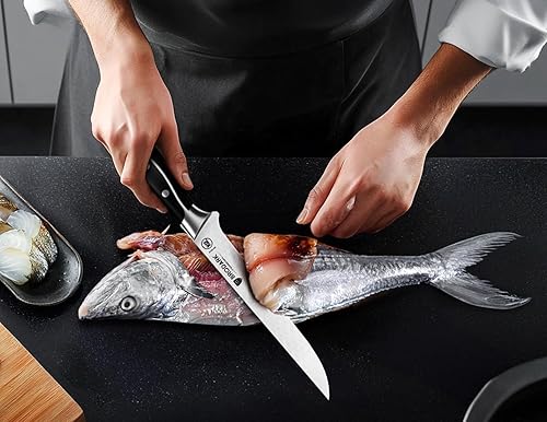 Miniatura 7 de BRODARK Cuchillo deshuesador de 7 pulgadas, deshuesado para cortar carne con mango de espiga completa, filete de acero inoxidable de alto carbono,