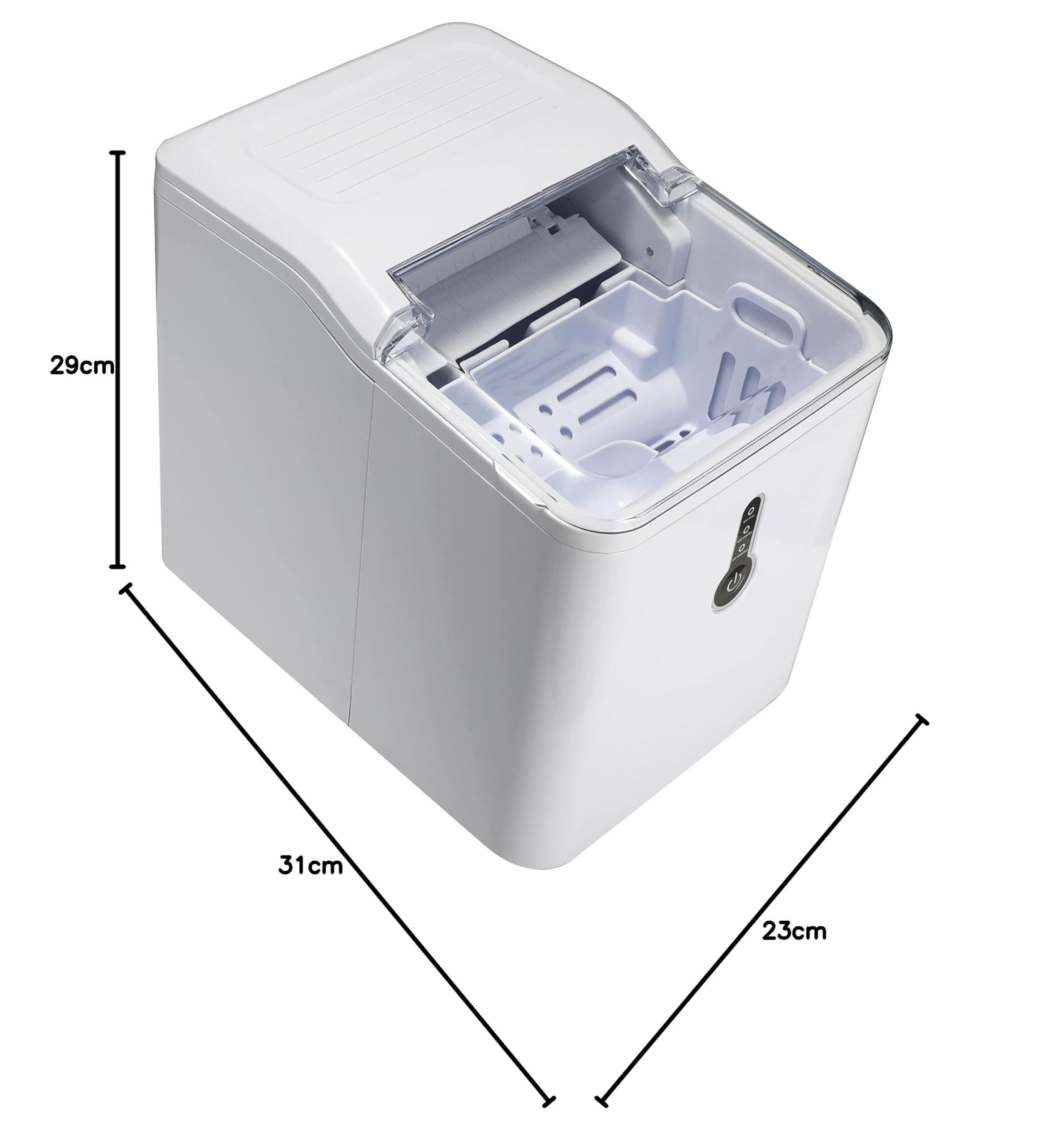 Melchioni Family | Macchina Ghiaccio CUBIK, Capacità di Produzione 12kg in 24h, Cubetti a Forma di Proiettile, Serbatoio dell'Acqua 1.6 L, Serbatoio per il Ghiaccio 1,6 L, Pannello di Controllo Touch