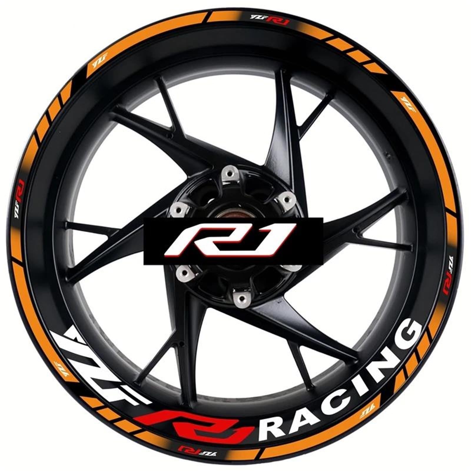 Motorcycle Decal Set Decorative Wheel Hub YZF R1 Rim Reflective Waterproof Sticker for Yamaha YZFR1(Color12)