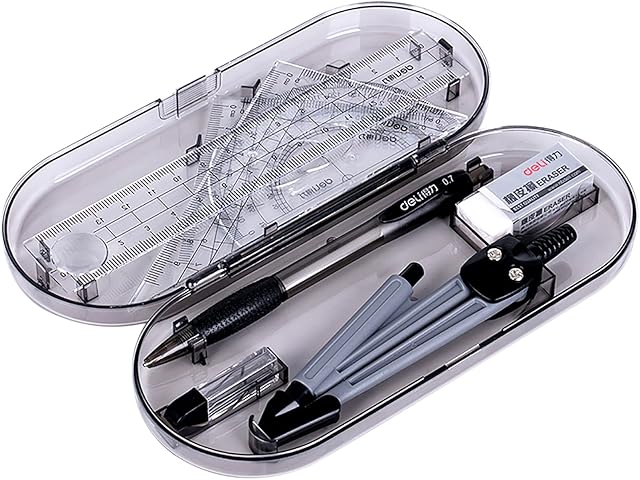 Bailinks Compass and Protractor Set,8 Pcs Math Geometry Kit Set School Learning Tool Including Ruler, Protractor, Compass, Pencil Lead, Mechanical Pencil, Eraser for Student Maths and Engineering