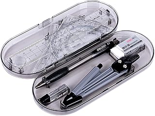 Bailinks Compass and Protractor Set,8 Pcs Math Geometry Kit Set School Learning Tool Including Ruler, Protractor, Compass, Pencil Lead, Mechanical Pencil, Eraser for Student Maths and Engineering