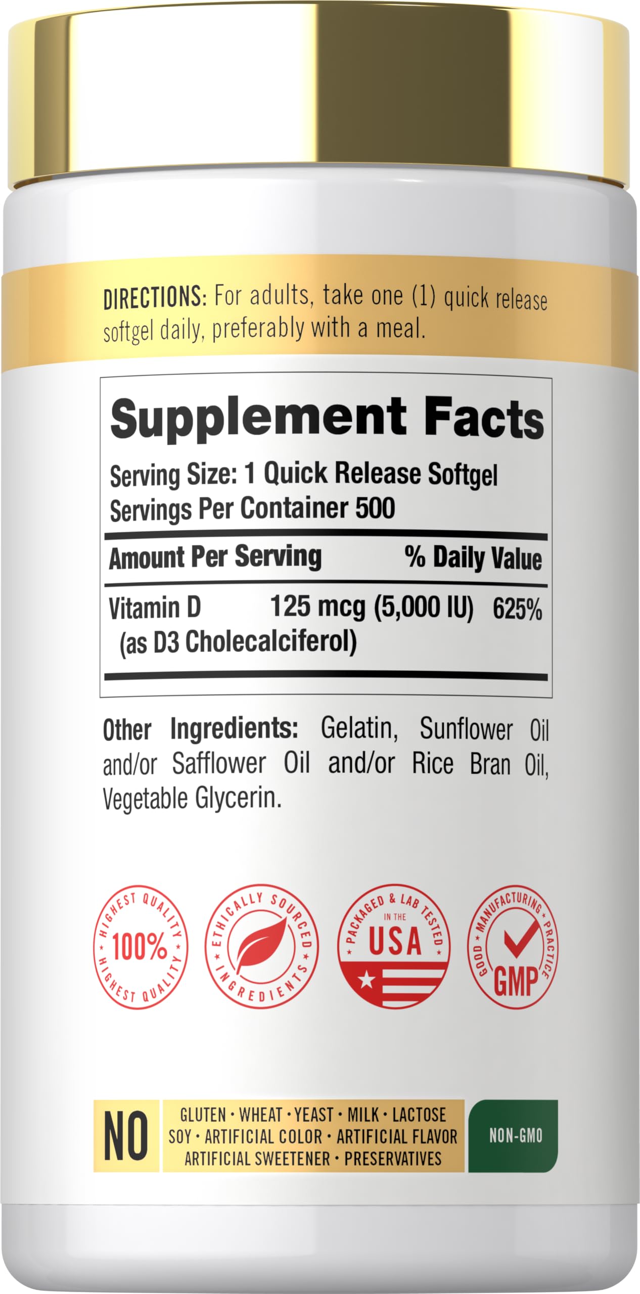 Carlyle Vitamin D3 5000 IU Softgels | 500 Count | Value Size — Amazon image 2
