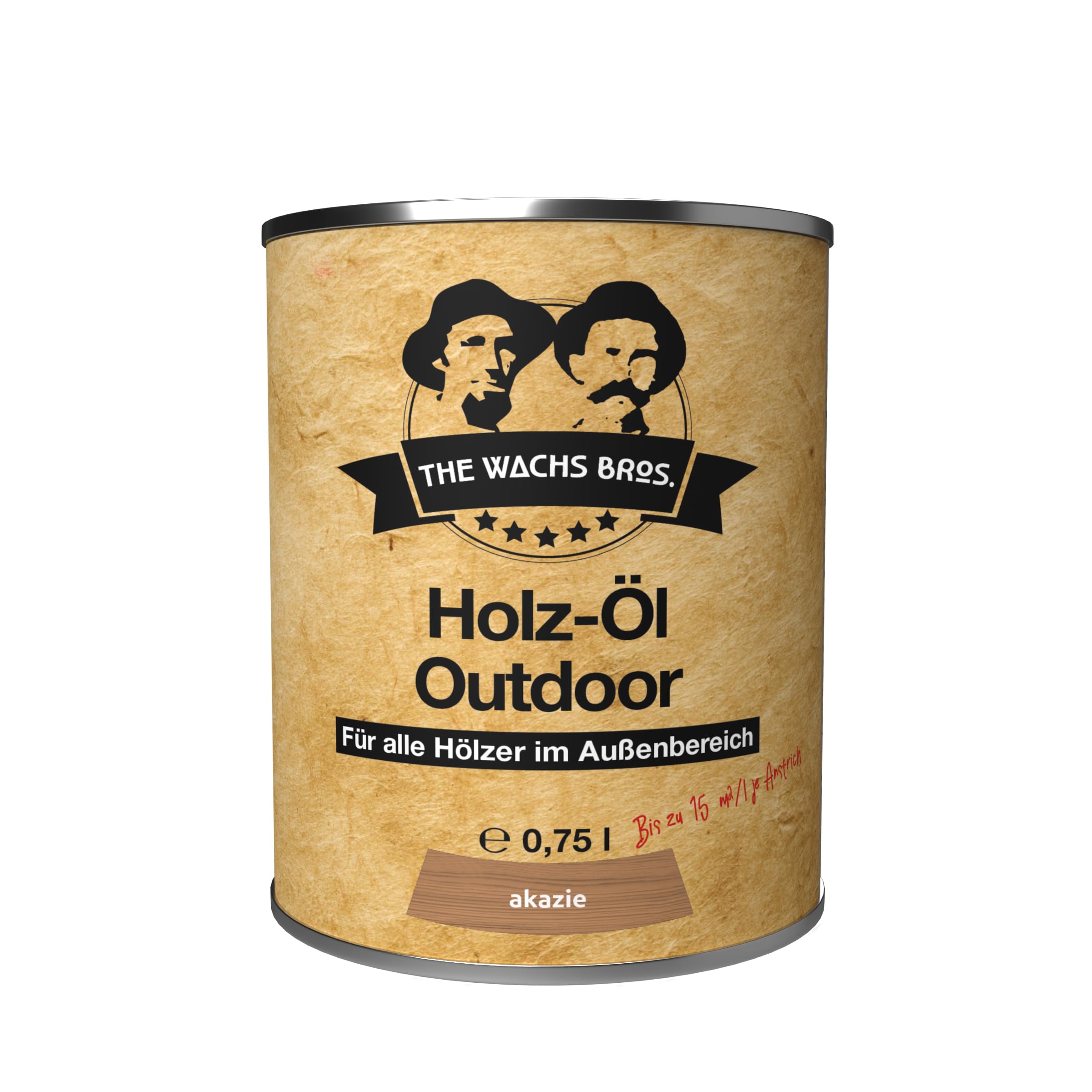 Akazie Holzöl - 0,75 L - Premium Holzschutz für Außen - Nachhaltiges Pflegeöl mit UV-Schutz - Wasserabweisend und Langlebig - THE WACHS BROS.