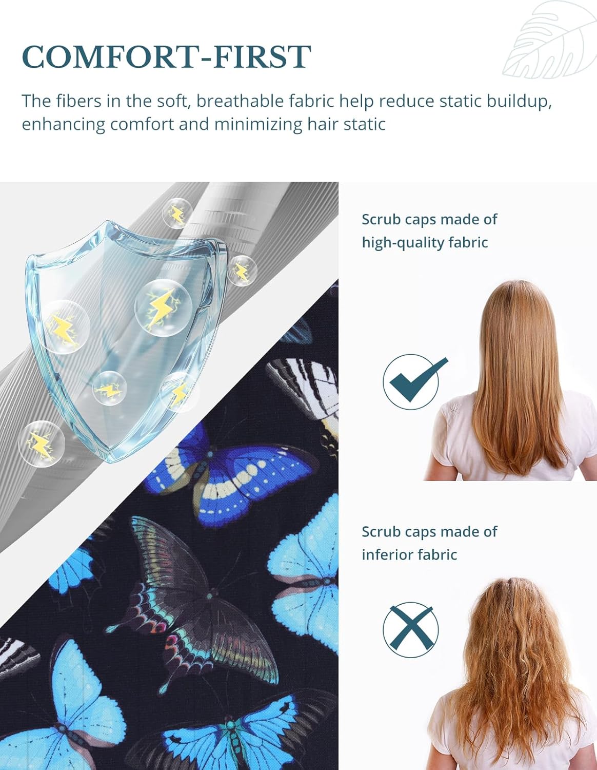 Scrub Caps Women, Double-Sided Printed Adjustable Women's Surgical Cap with Buttons, Breathable Design for Nurses and Doctors - Image 3