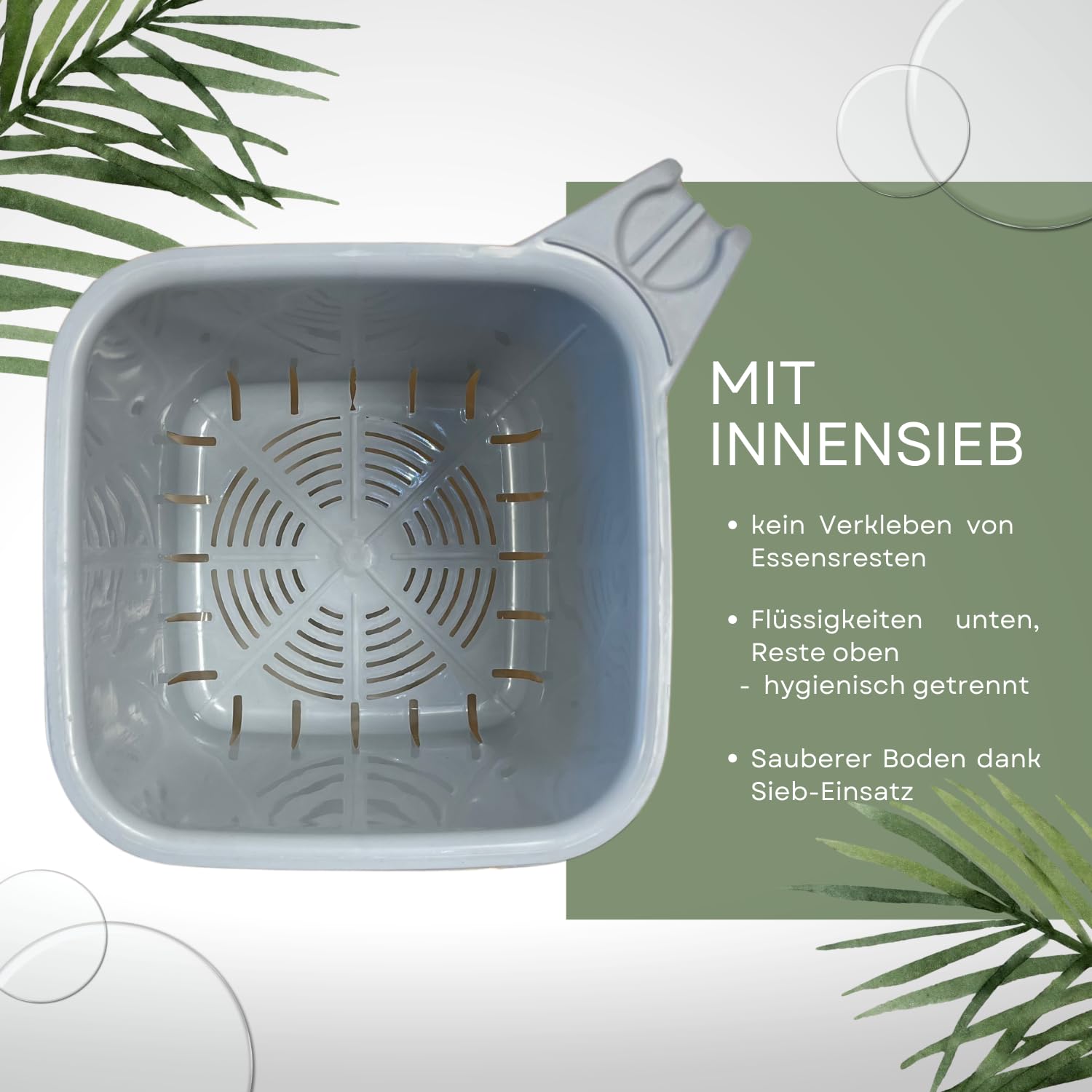 EasyCookAsia Küchen Bio-Mülleimer 5L – Geruchsdichter Komposteimer mit Sieb & Deckel – Spülmaschinenfest – Kompakter Bioabfallbehälter für die Arbeitsplatte