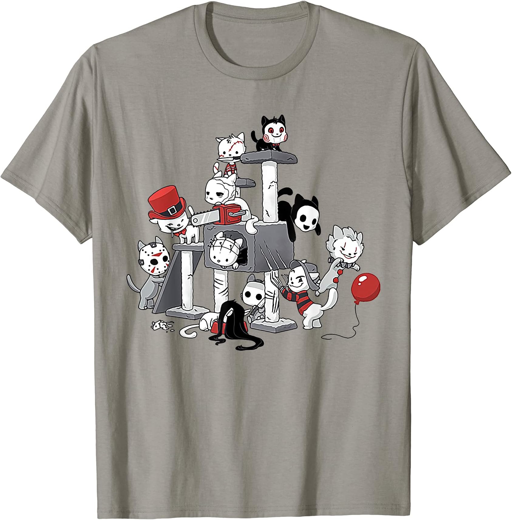 Funny Cat Lovers Who Also Loves Horror MoviesHorror Movies Cat Funny Halloween T-Shirt