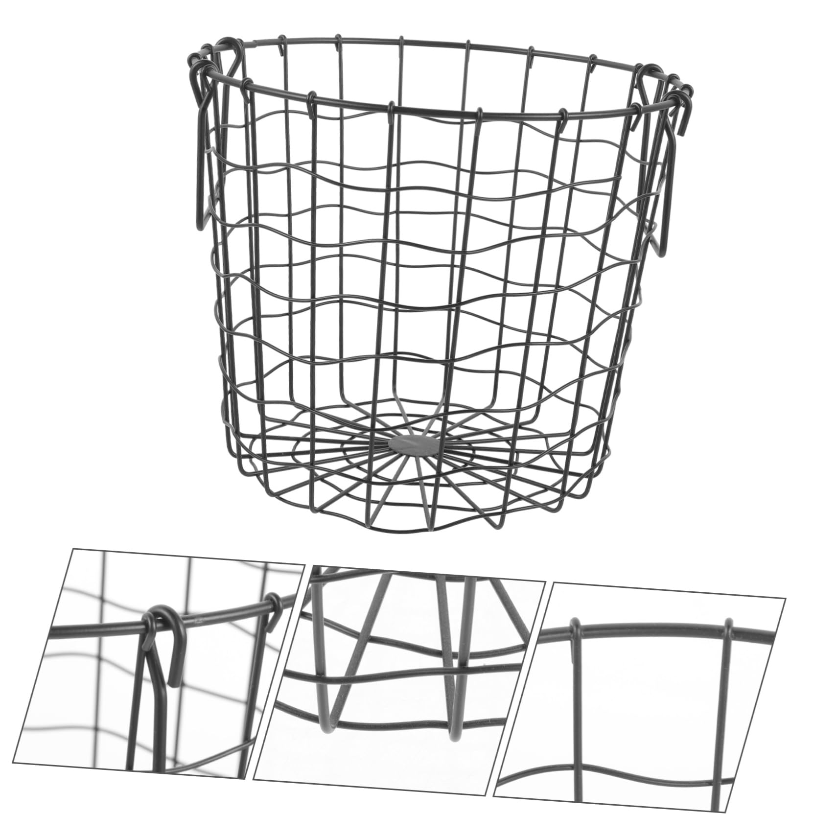 Cesta de Leña de Hierro Negro Asa Plegable, Soporte Portátil para Almacenar Madera Gran Capacidad, Adecuado para Exteriores y Chimenea