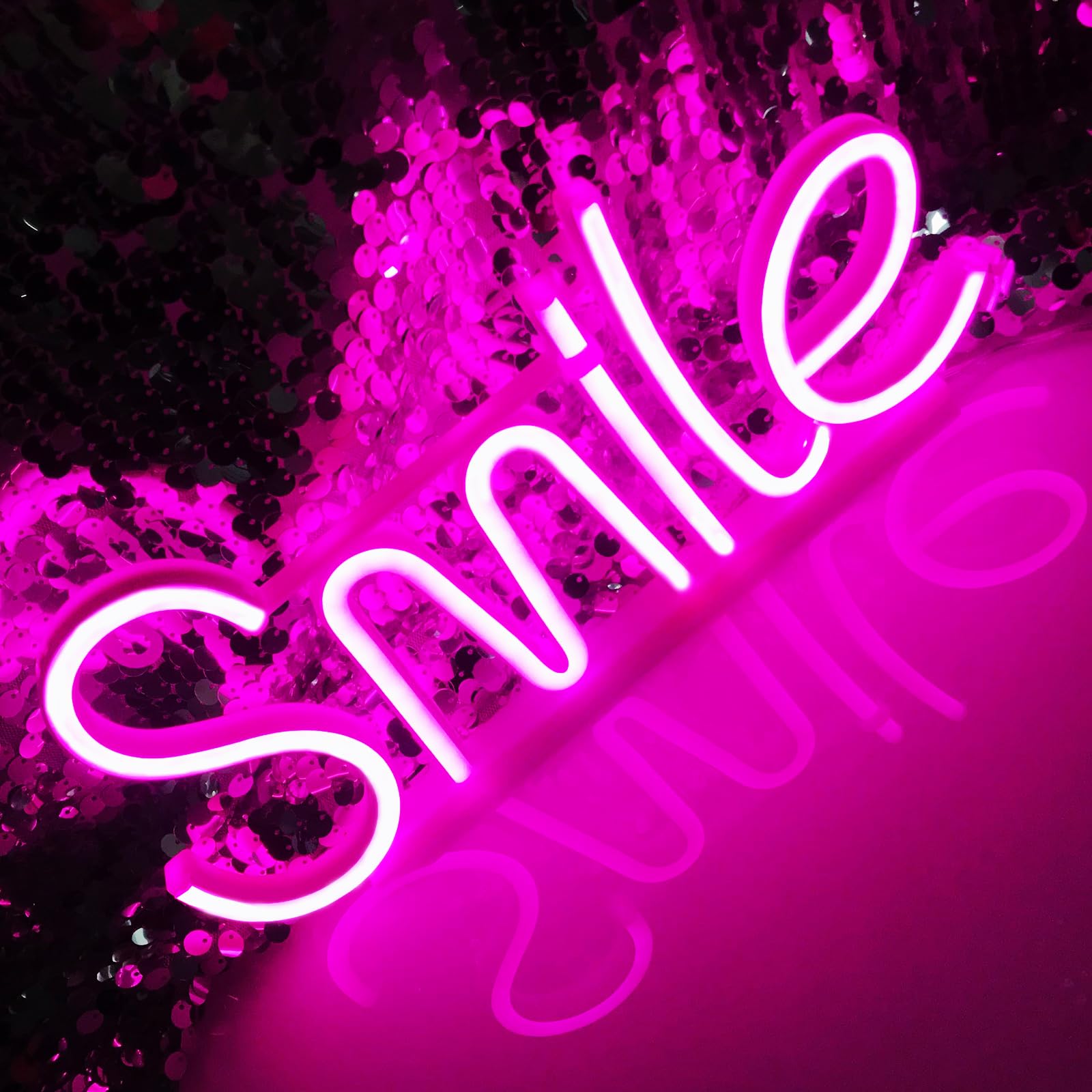 Pink Smiley Face LED Neon Sign, USB/Battery DualUse, Gift, Christmas, Send Children, Friends, Lovers, Energy Saving, Light, Safe And Stable, Can Be Flat Or Hung On The Wall — image 1