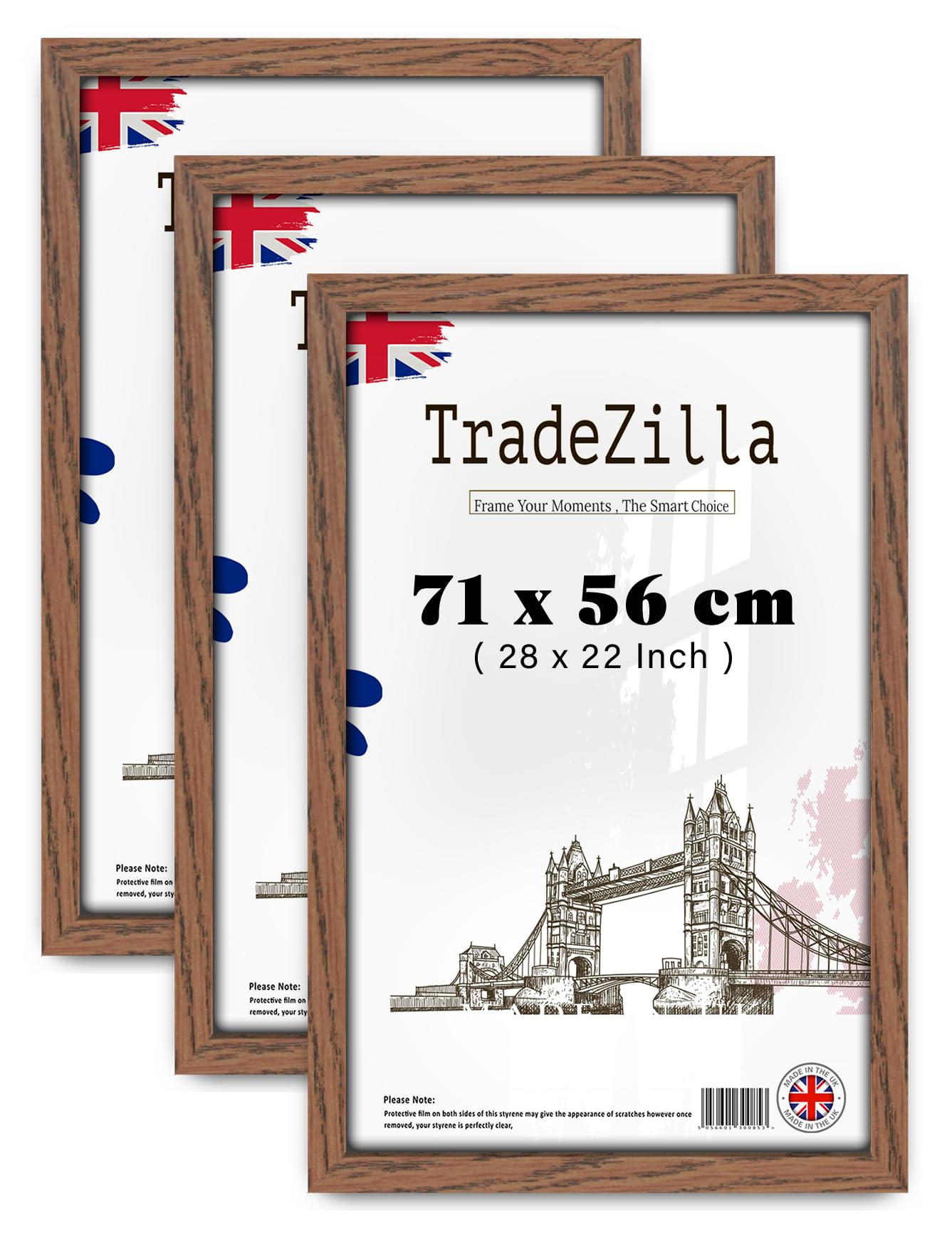 TradeZilla pack of 3 Inspirational (71 x 56 CM) Scenic Photography Frame, 22" x 28" Great for Kids' Room Décor/Gym/Office 710 x 560 mm [ Dark Oak ]