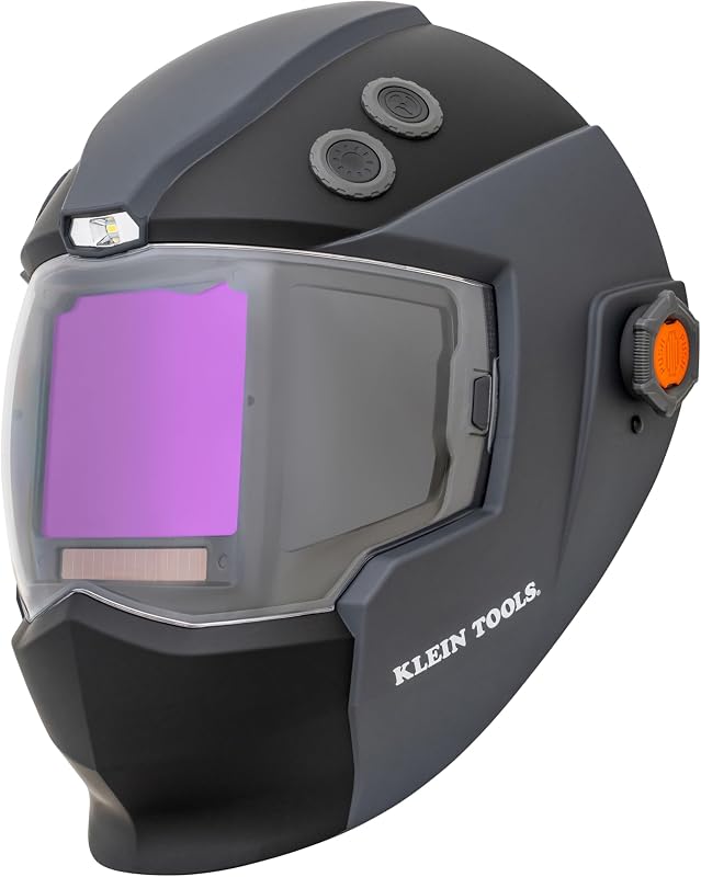 Casco de soldadura panorámico serie Phoenix 60141, filtro de oscurecimiento automático de color verdadero, diseño panorámico de tres ventanas, ventilador integrado y faro LED, certificación ANSI Z87.1+