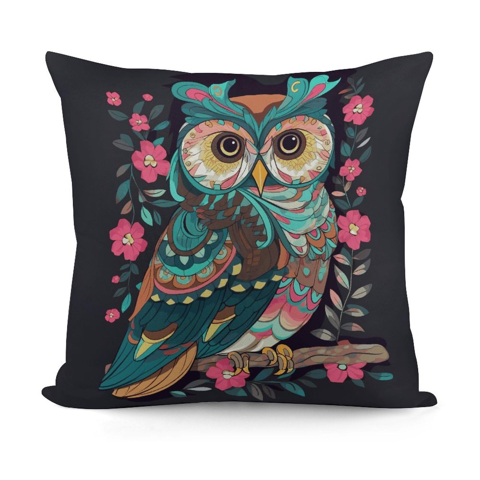 VstaDank Anime Owl Throw Pillow Covers 18x18 Inch Soft Couch Home Decor Cushion Cover Comfortable Plush Square Cushion Case Farmhouse Decorative Pillowcase for Living Couch