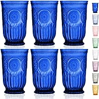 Vista 24 de Juego de cristalería azul de Yungala de 6 vasos pequeños aptos para lavaplatos, vasos de vidrio azul, vasos altos y de vino a juego disponibles