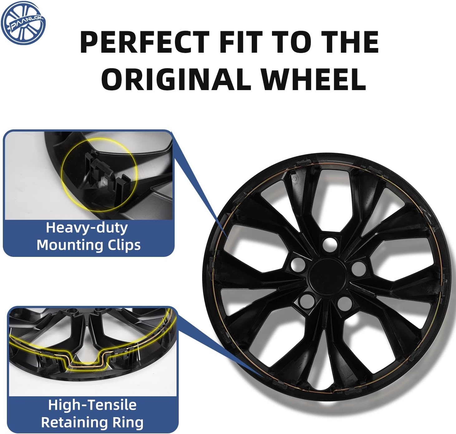 17 Inch Wheel Covers Hubcaps for 2023-2026 Honda CR-V, Fits OEM #44733-3A0-A02, 4-Pack Direct Replacement Gloss Black Wheel Skins