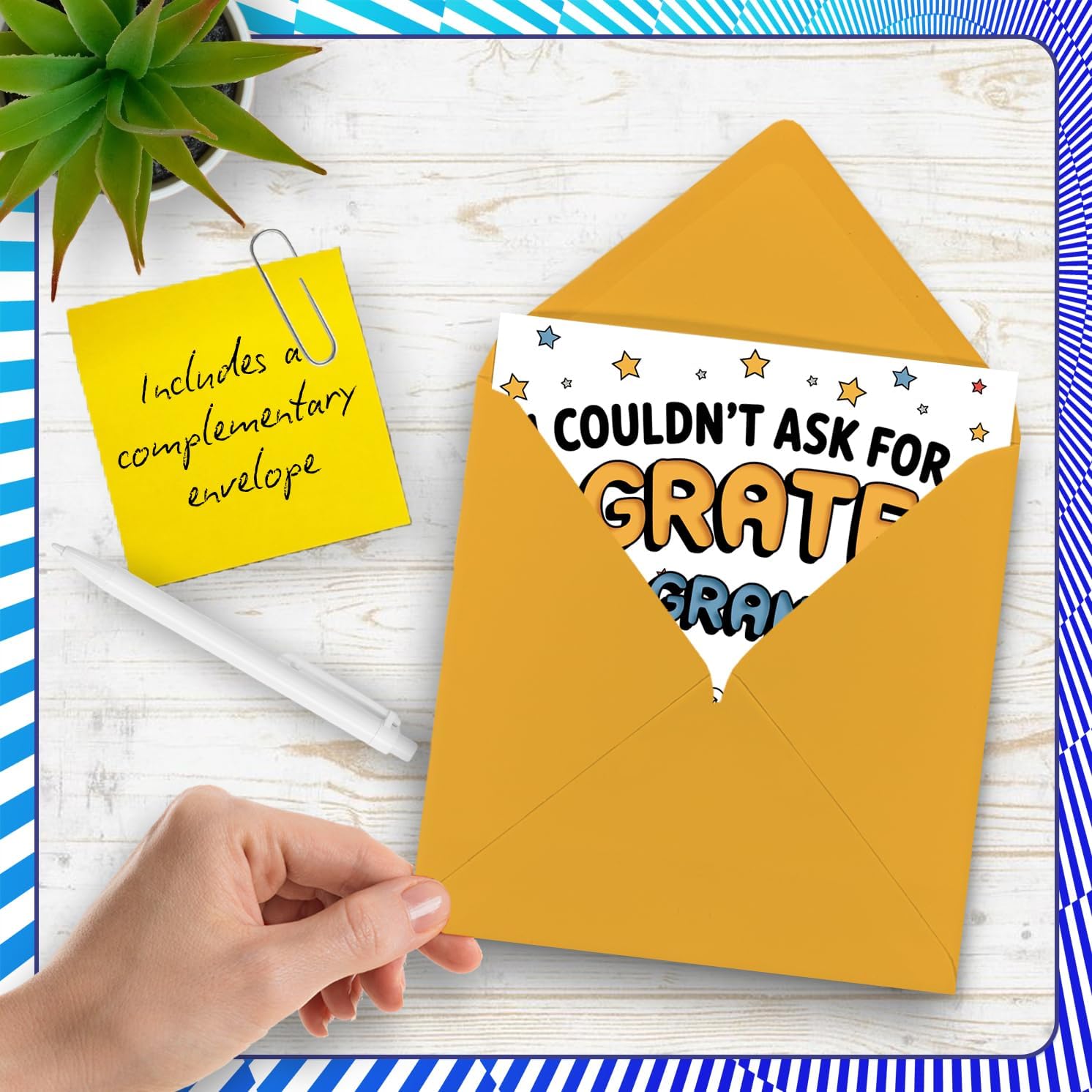 Stuff4 Funny Birthday Card for Grandson - Full of Cheesy Laughs - Cartoon Grater Pun with Playful Yellow and Blue Design - 5.7 Inch Square, Envelope Included
