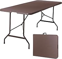 Vista 15 de SUPER DEAL Mesa plegable de plástico de 2.5 pies, para interiores y exteriores, portátil, resistente, altura ajustable, para cocina o camping, Blanco