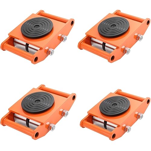 Heavy Duty Machinery Mover Skates, Low-Profile Equipment Rollers w/Non-Marking Wheels for Factory, Warehouse, Workshop