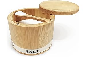 Bamboo Salt Container with Swivel Lid and Magnetic Closure - Salt Cellar...