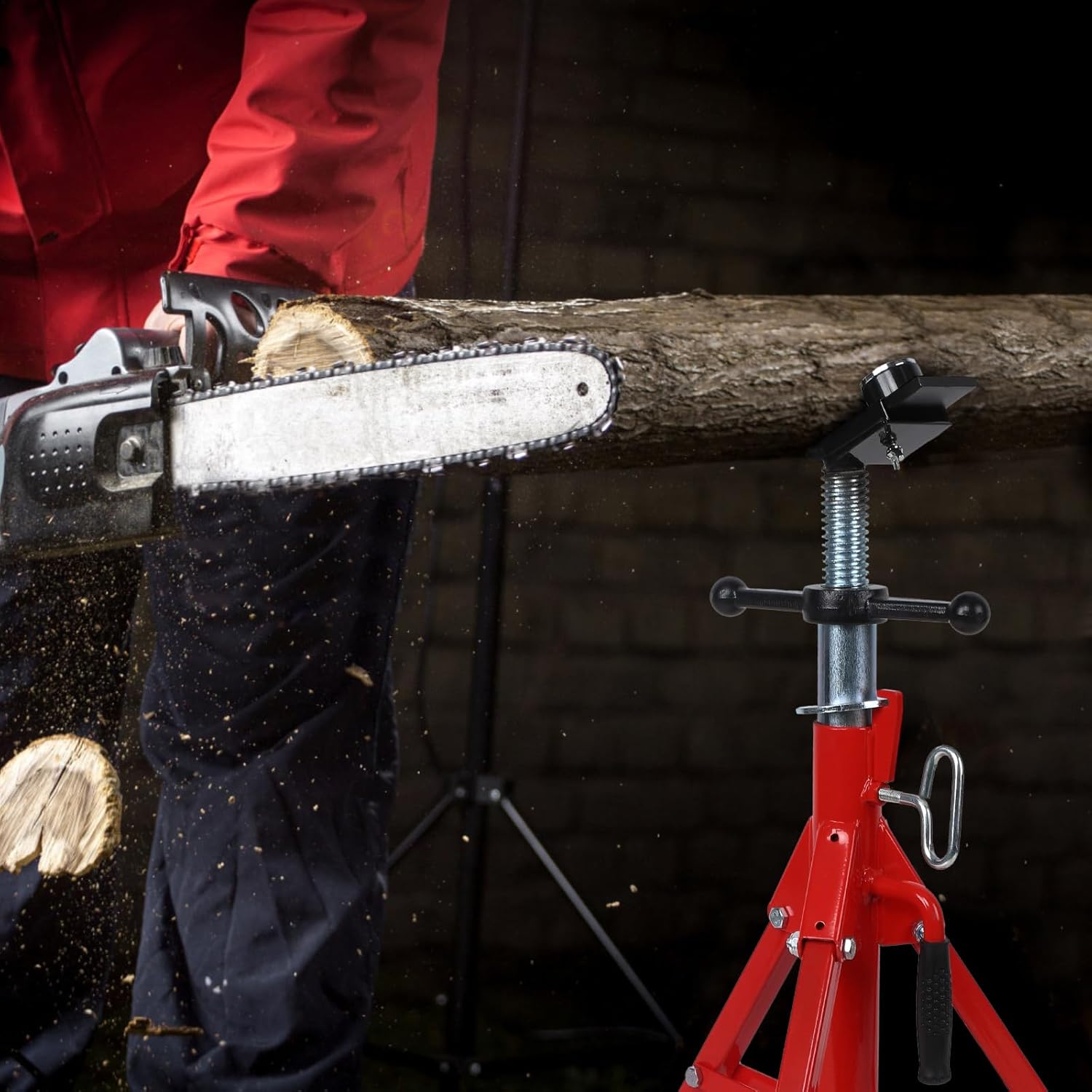 V Head Pipe Jack Stand 2-Ball Transfer, 24-42 Inch Adjustable Height,1/2"-12" Capacity, 2500 Lb Load Capacity Heavy Duty Steel Pipe Stand for Welding, Automotive, Construction Projects