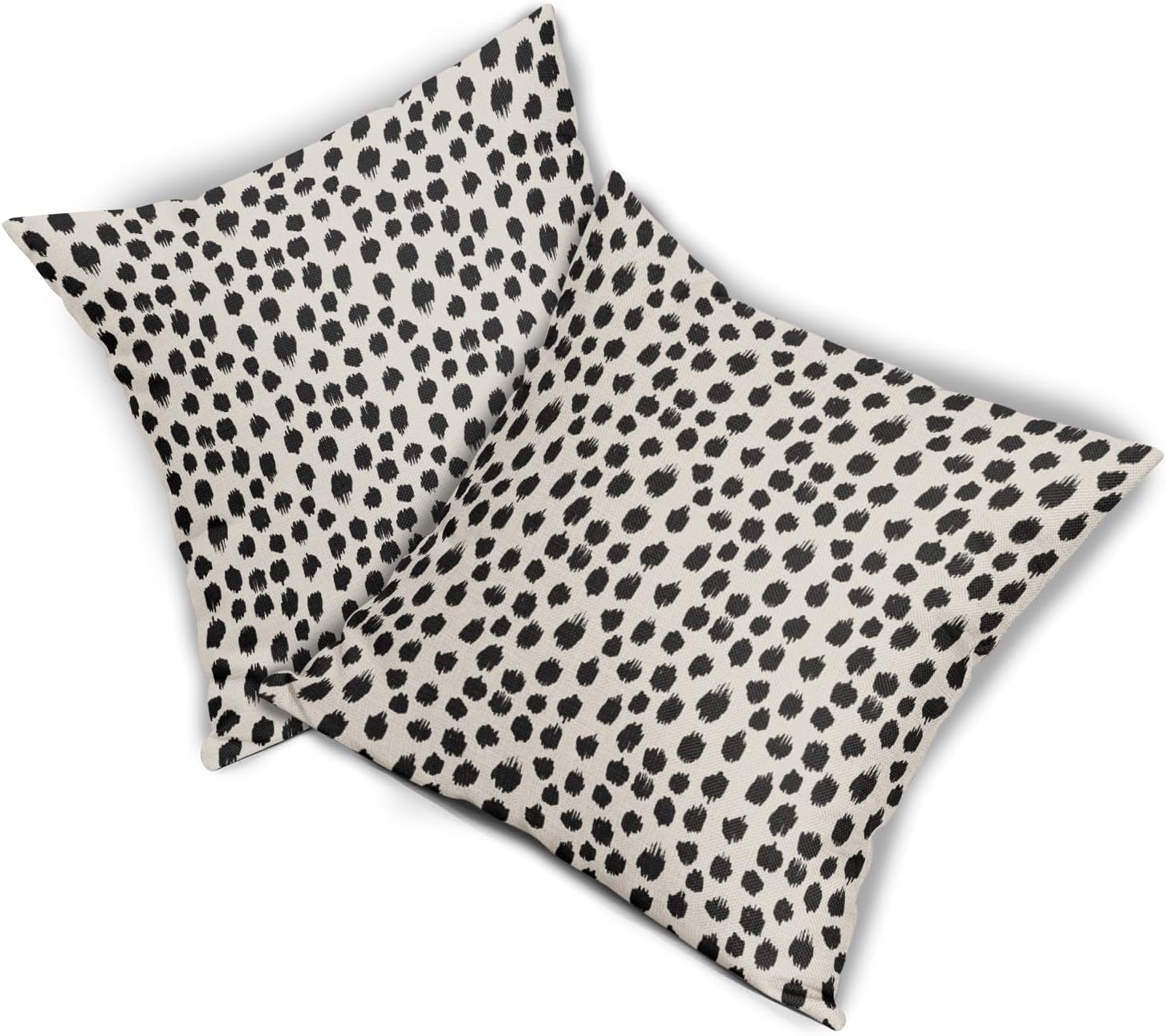 Black Cream Polka Dot Pillow Covers 22x22 Set of 2 Outdoor Modern Art Throw Pillows Boho Design Brush Strokes Decorative Pillowcase Square Cushion Cover Linen Pillow Case for Home Sofa Couch Bed