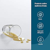 Vista 2 de Lucid Protector de colchón de rayón de bambú, supersuave, impermeable - Protección contra polvo y ácaros