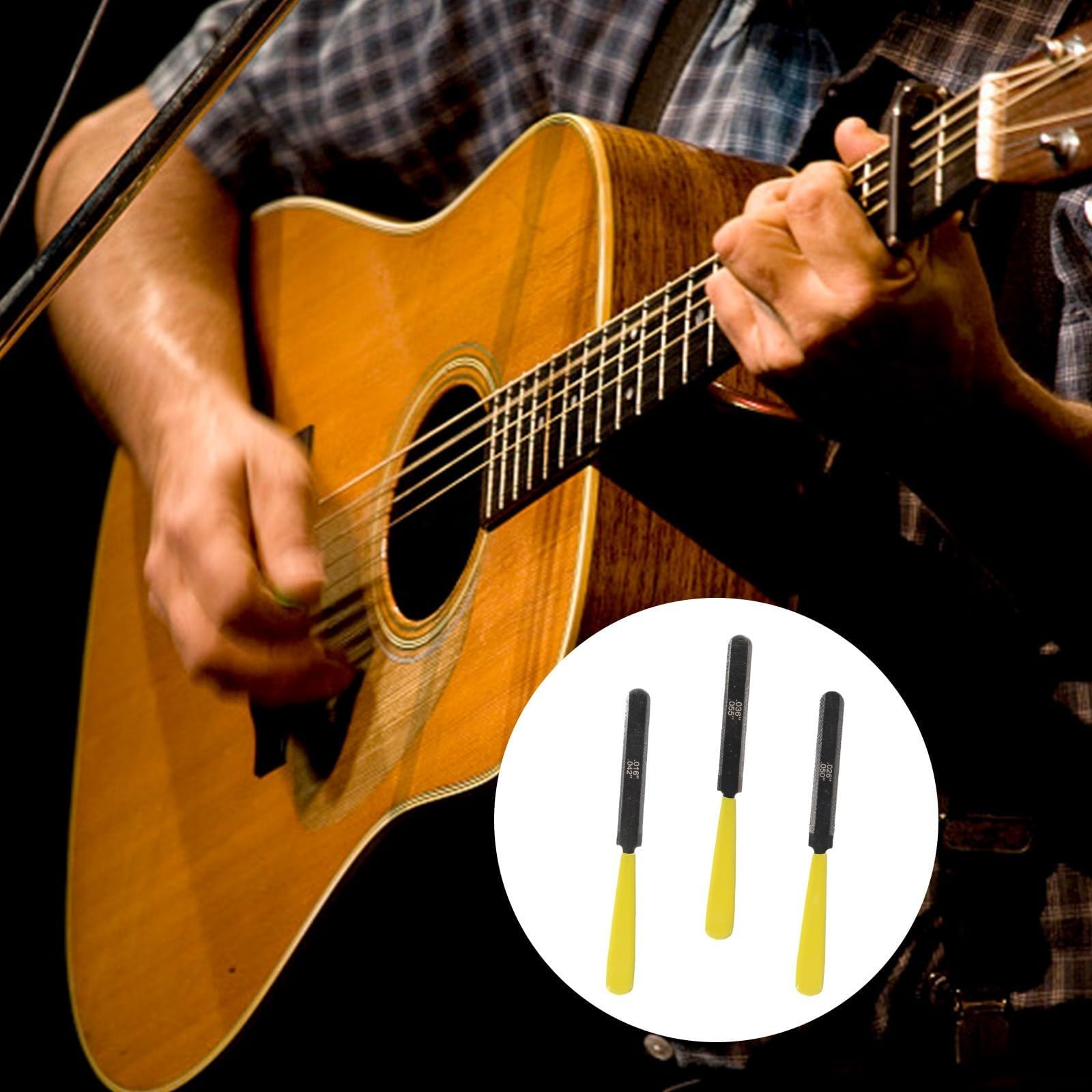 Lot de 3 limes à sillet de guitare conçues pour un usage professionnel luthier