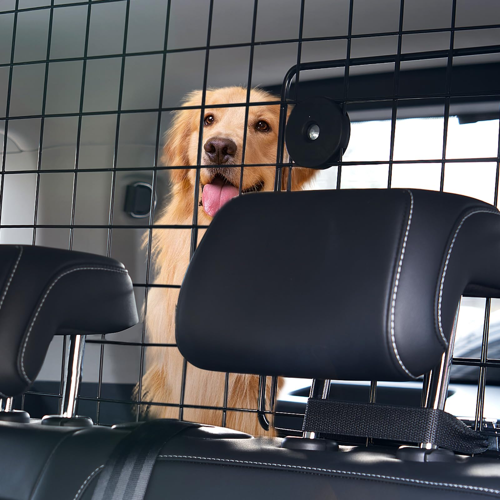 VEVOR Barrière de Voiture pour Chien Réglable 90-153,9 cm, Grille Pare-Chien en Treillis Métallique Robuste pour Siège Arrière, Universel pour Animaux de Compagnie, SUV, Berline, Camions et Véhicules