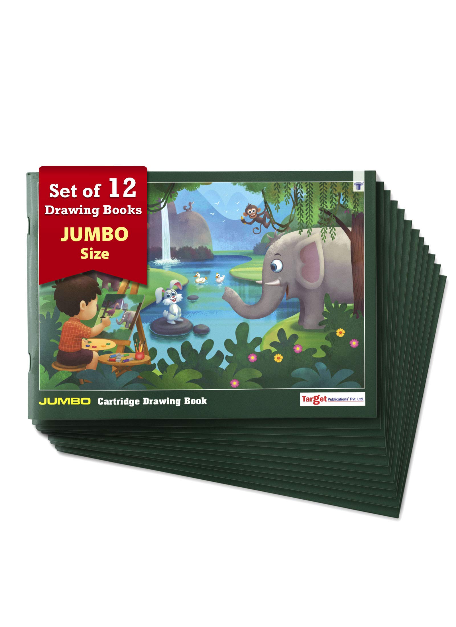 Jumbo Drawing Book | Sketch Pad for Artists, Children and Students | 34 Pages, White Plain Cartridge Papers | 37 cm x 27 cm | Soft Cover | Best Experience for Painting, Colouring and Drawing | Pack of