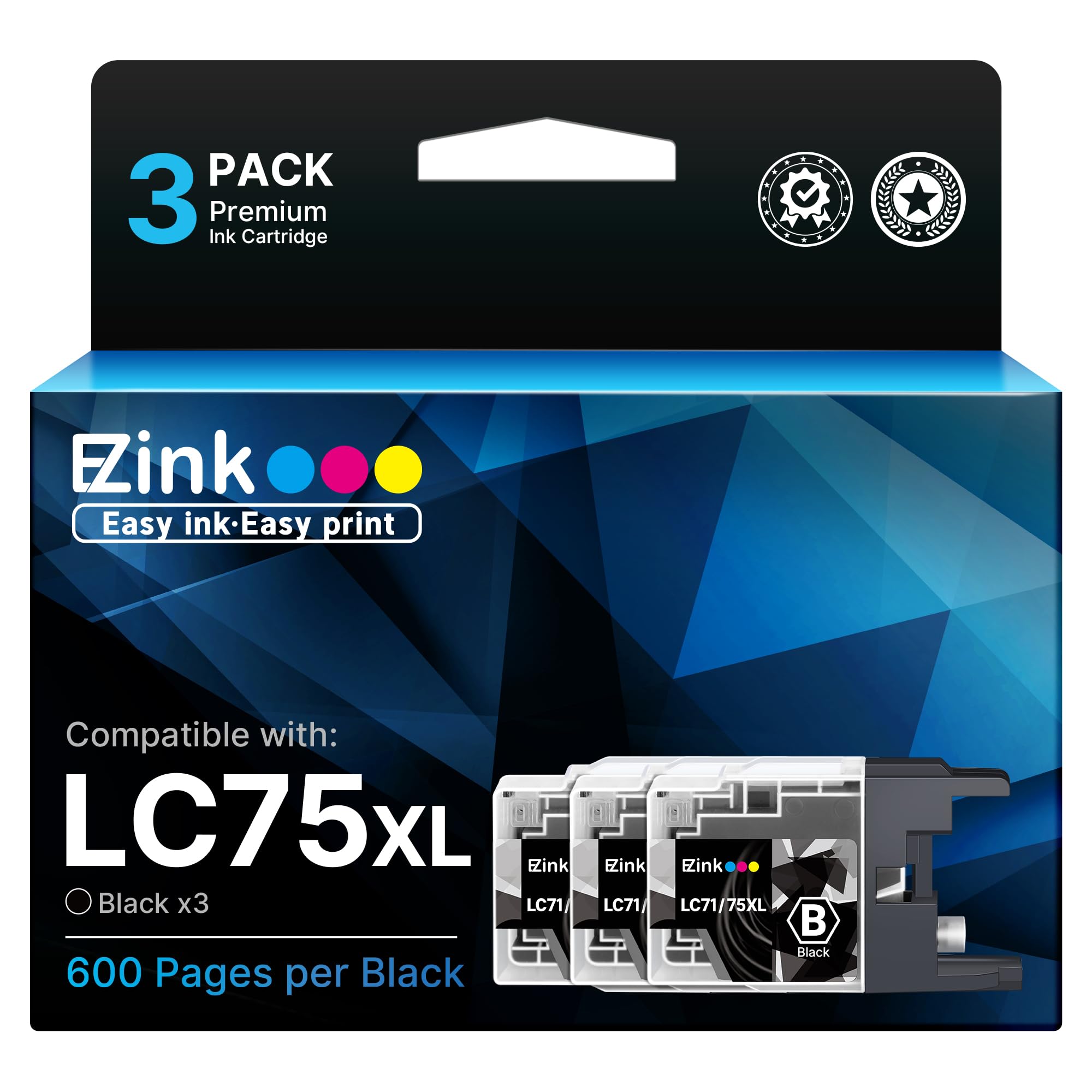E-Z Ink Compatible Ink Cartridge Replacement for Brother LC-75 XL LC75 XL LC-71 XL LC71XL High Yield Compatible with MFC-J6510DW MFC-J6710DW