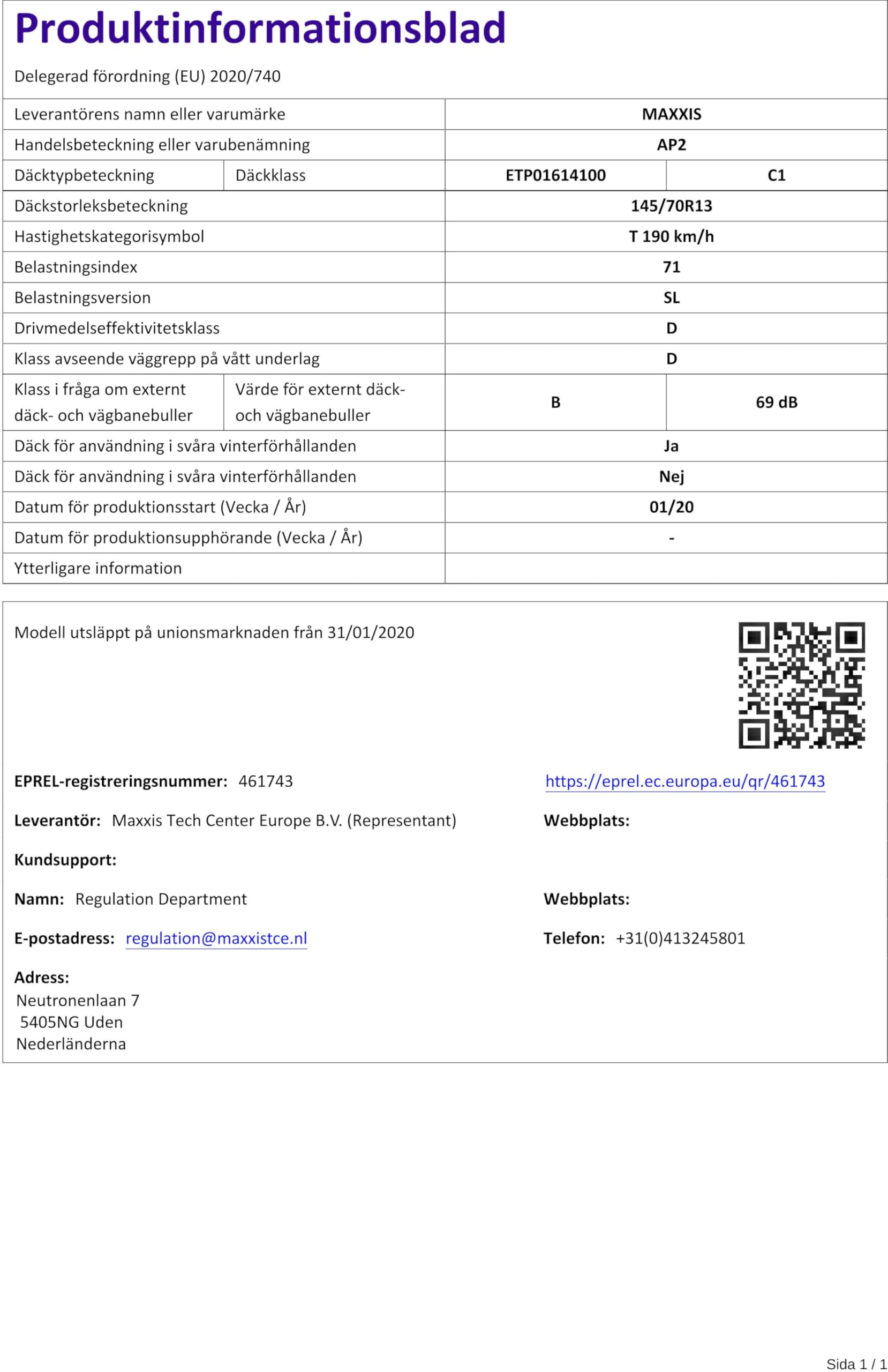 Maxxis AP2 All Season M+S - 145/70R13 71T - Ganzjahresreifen