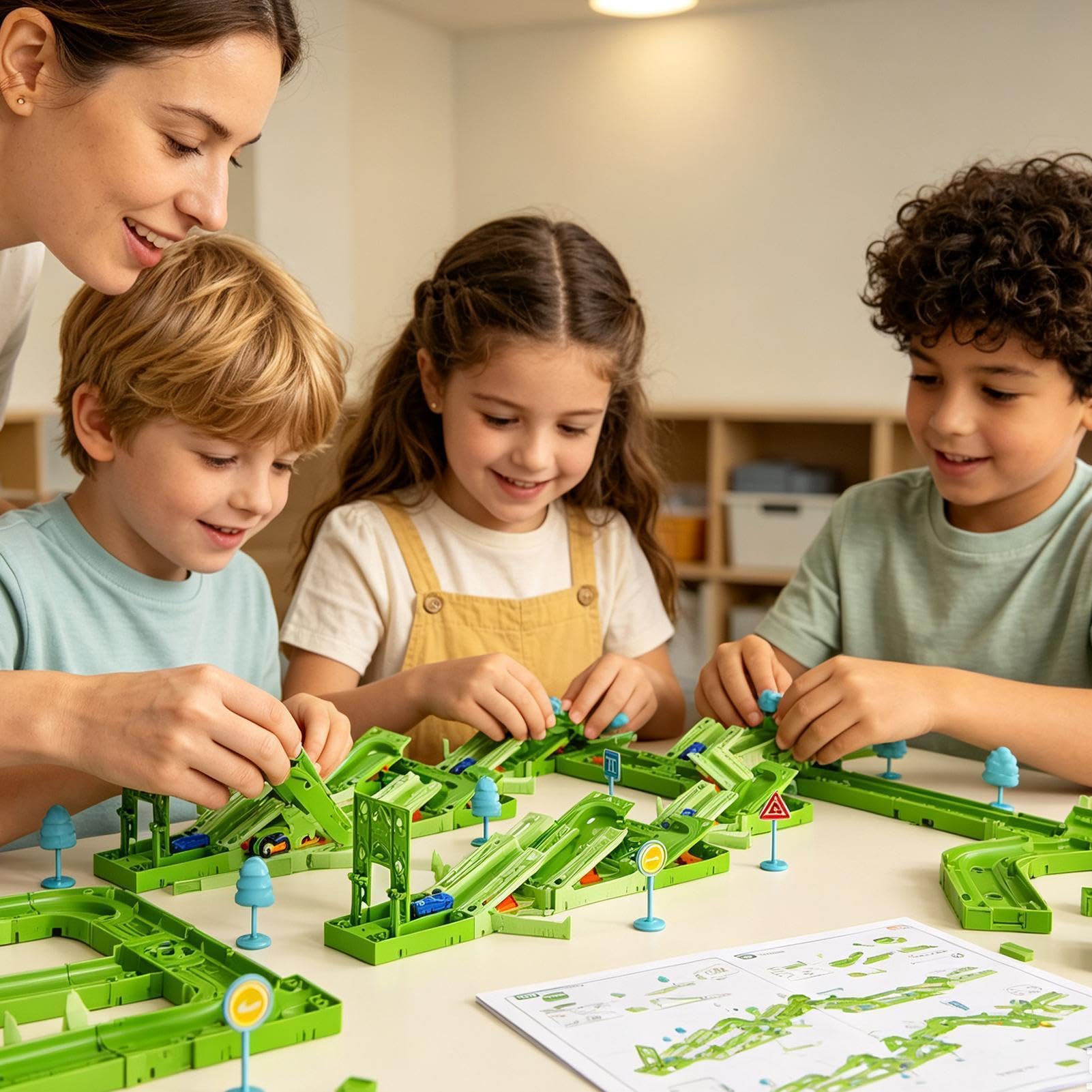 Zabawkowy samochód kolejowy, ekscytujący, interaktywny, elastyczny | Puzzle zestaw samochodowy dla dzieci od 3 lat i dziewcząt, do domu, przedszkola, podróży i szkoły