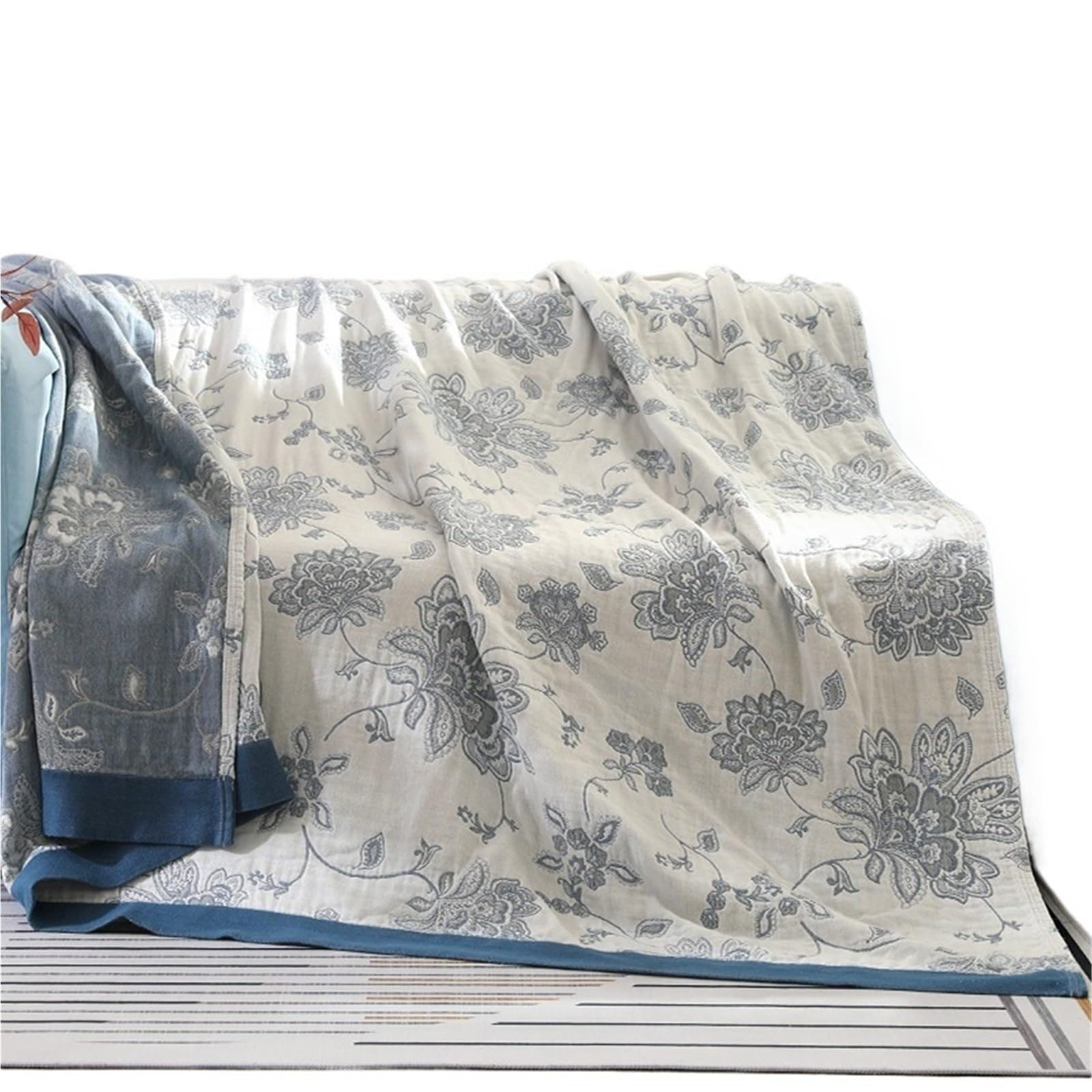 FIgpmwld Pure Cotton Muslin Throw Blanket Multicolor Multiple Sizes(Color3,150x200cm-59x79inch)