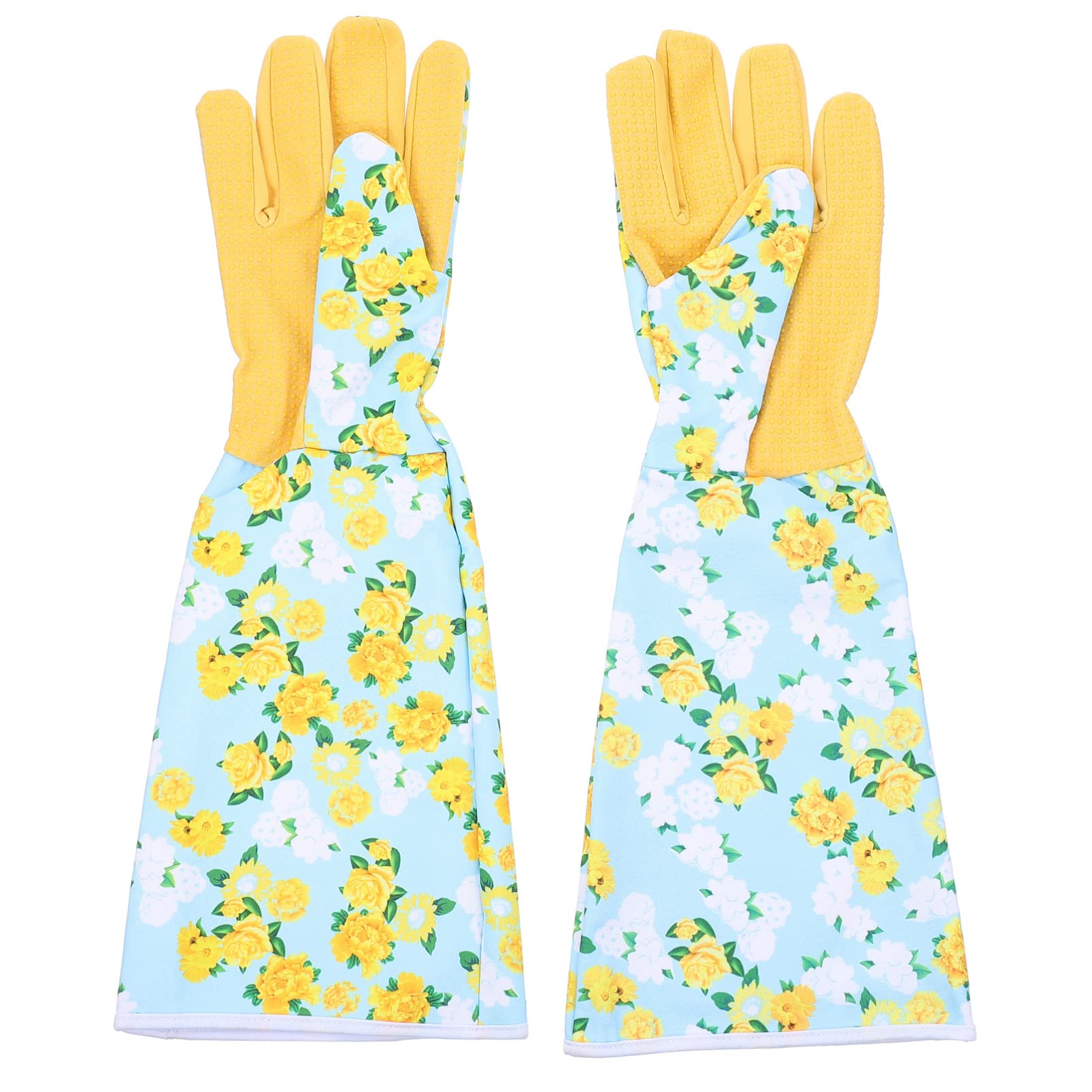 Healeved Gartenhandschuhe für Herren 1 Paar Polyester mit Langarm | Gelb, Schutz für Handgelenk und Unterarm, Anti Stich für Unkrautjäten und Gartenarbeiten