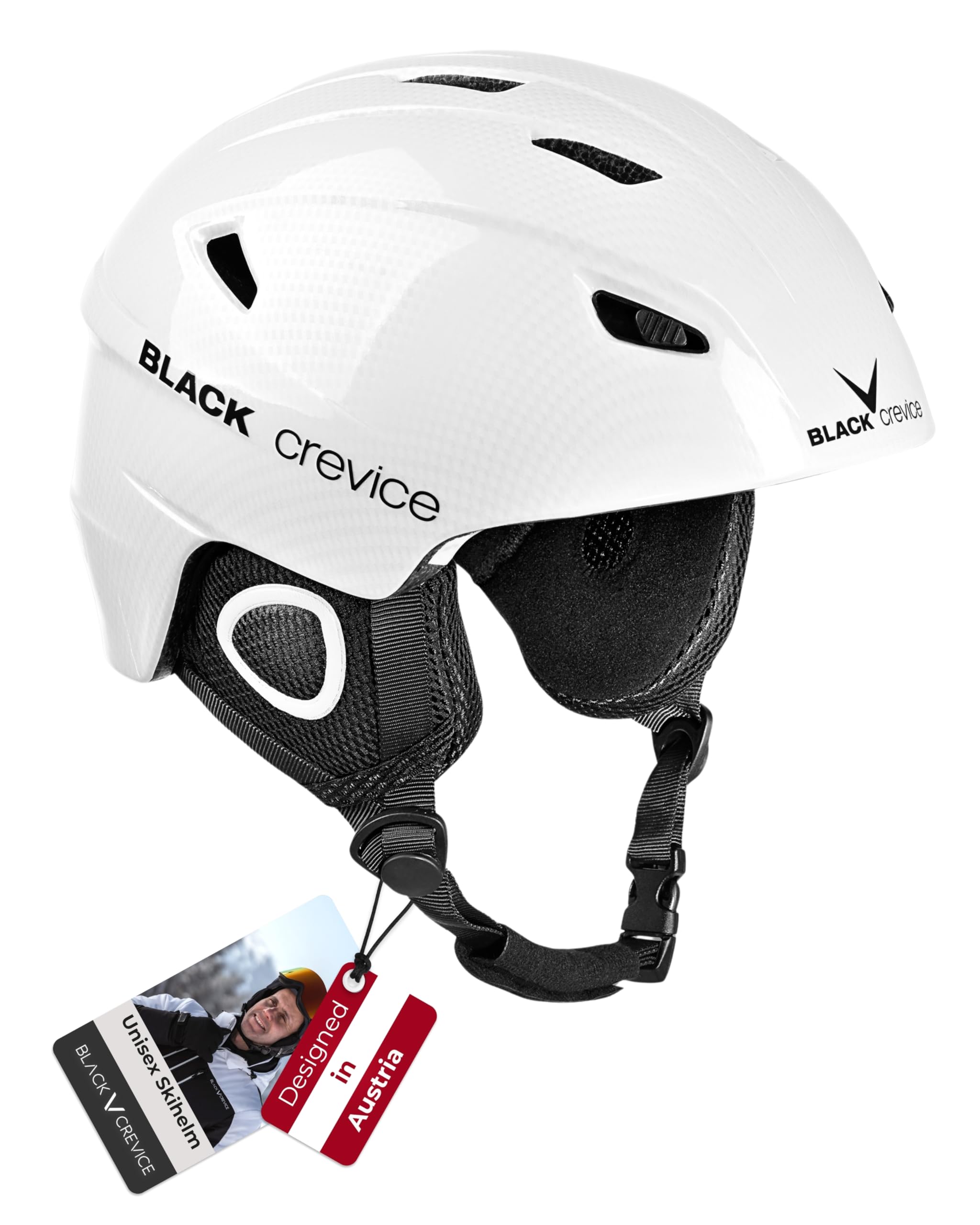 Black Crevice Skihelm Kitzbühel I Ski-Helm in sportlichem Design I Skihelm Herren & Damen I Skihelm aus Polycarbonat I Atmungsaktiver Ski-Helm I Größenverstellbar