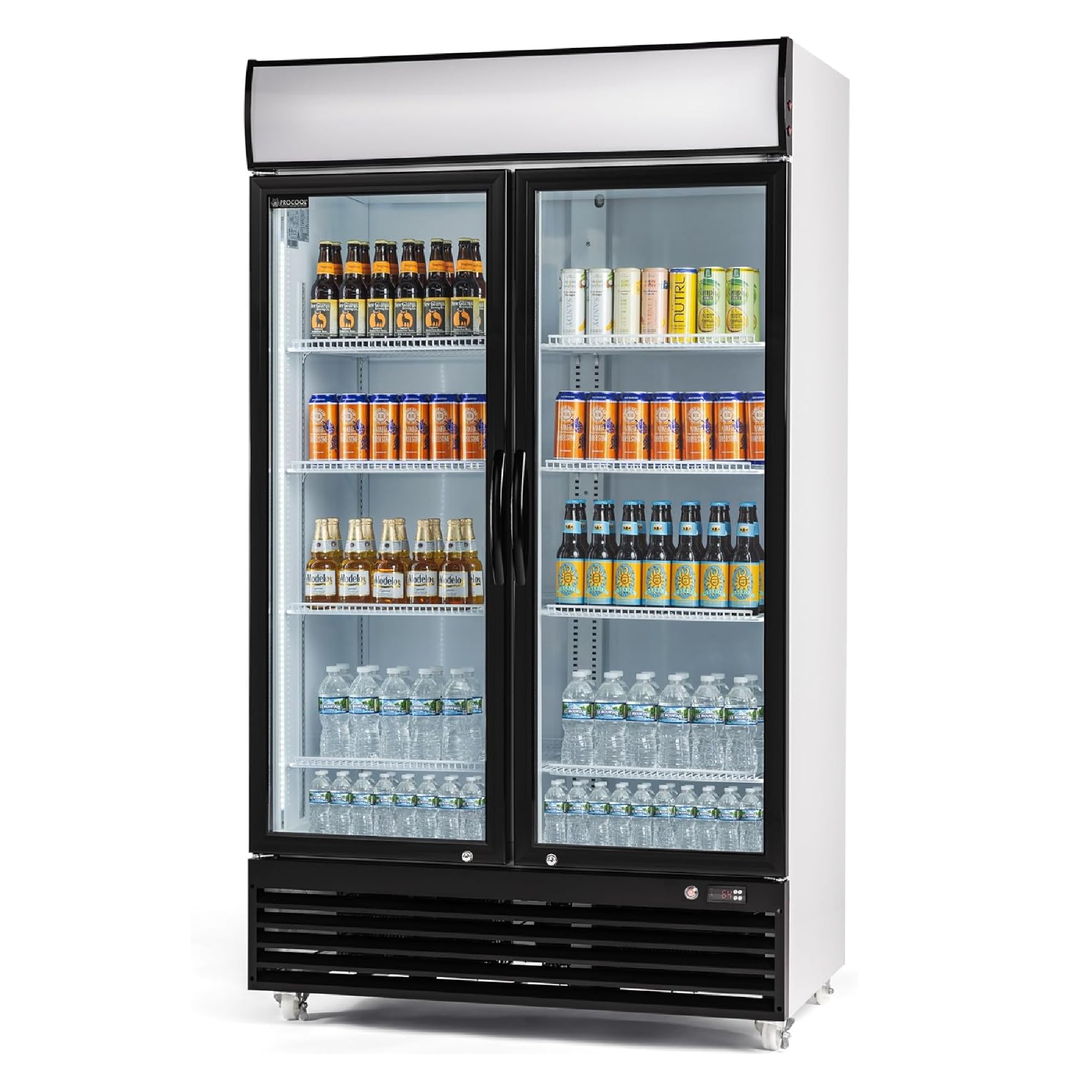 Procool White Display Refrigerator, 35.3 CuFt, 2 Door, Customizable Sign