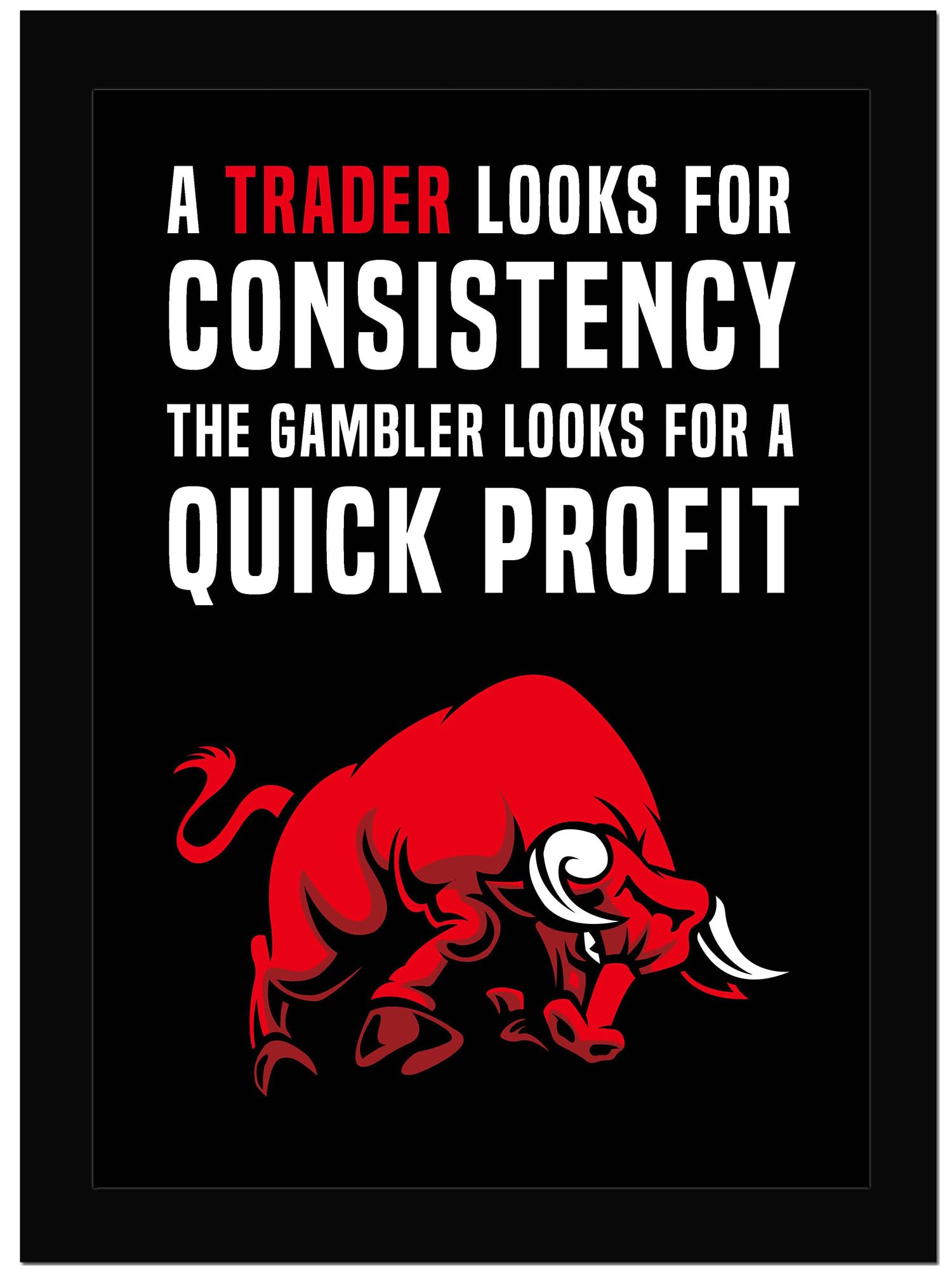 AR Creative A Trader - Trading Motivational Quote Framed Wall Poster, Inspirational Quotes Print with Frame, Stock Market, Home, Office Decor (13.6 inch x 10.2 inch)