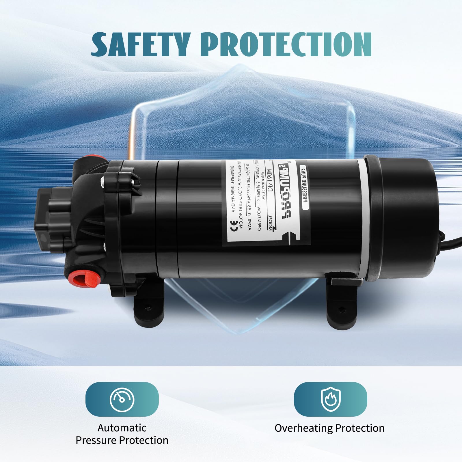 WasserPumpe 220V Selbstansaugende, 180W 5.1-5.5L/min Membranpumpe, 160PSI Druckpumpe mit 1.9m Kabel, Anti-Vibrations-Pad, 11 Bar 120W, Überlastungsschutz für Garten, Wohnmobil und Landwirtschaft
