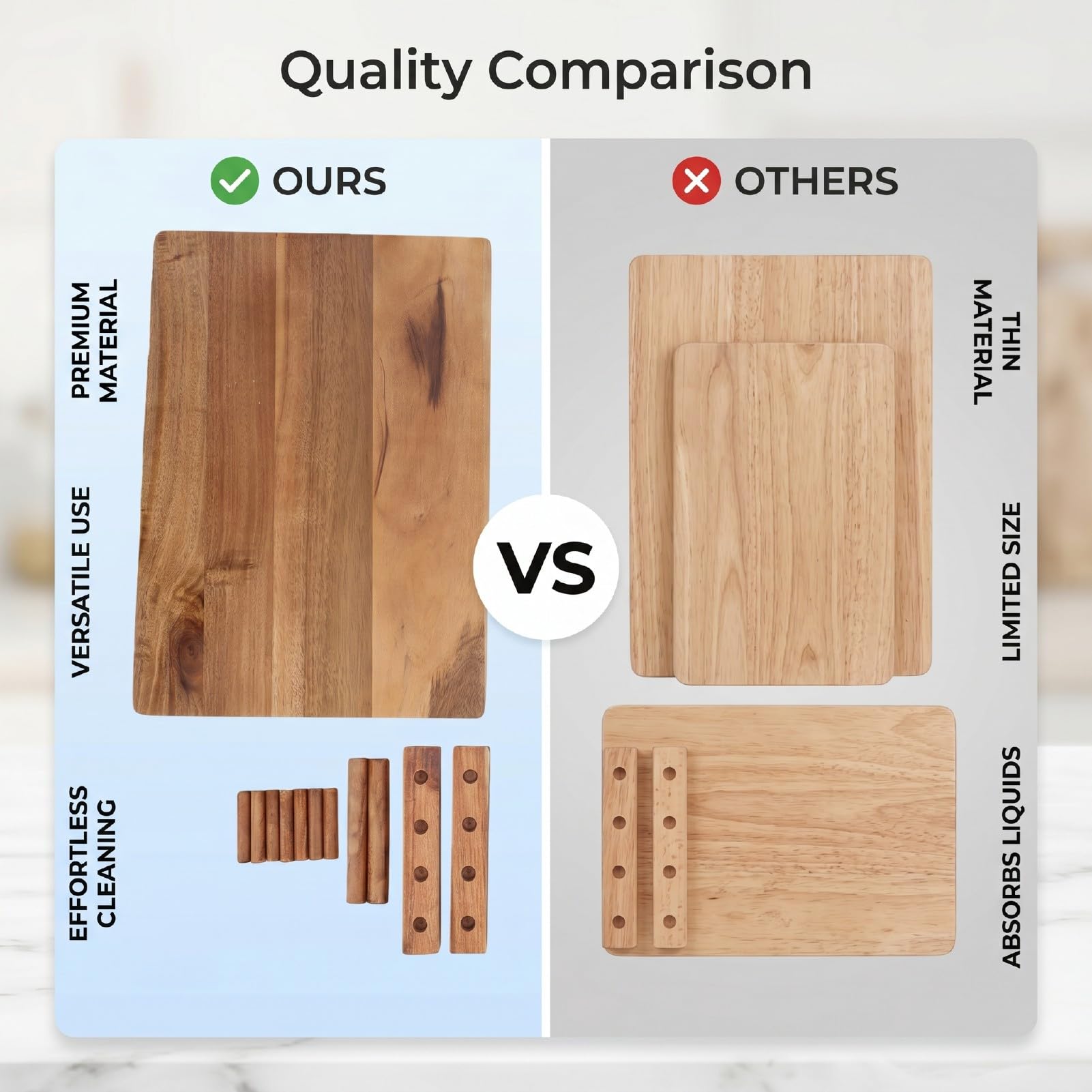 Haofy Juego de Tablas de Cortar Madera, Bloque para Picar de Cocina, 3