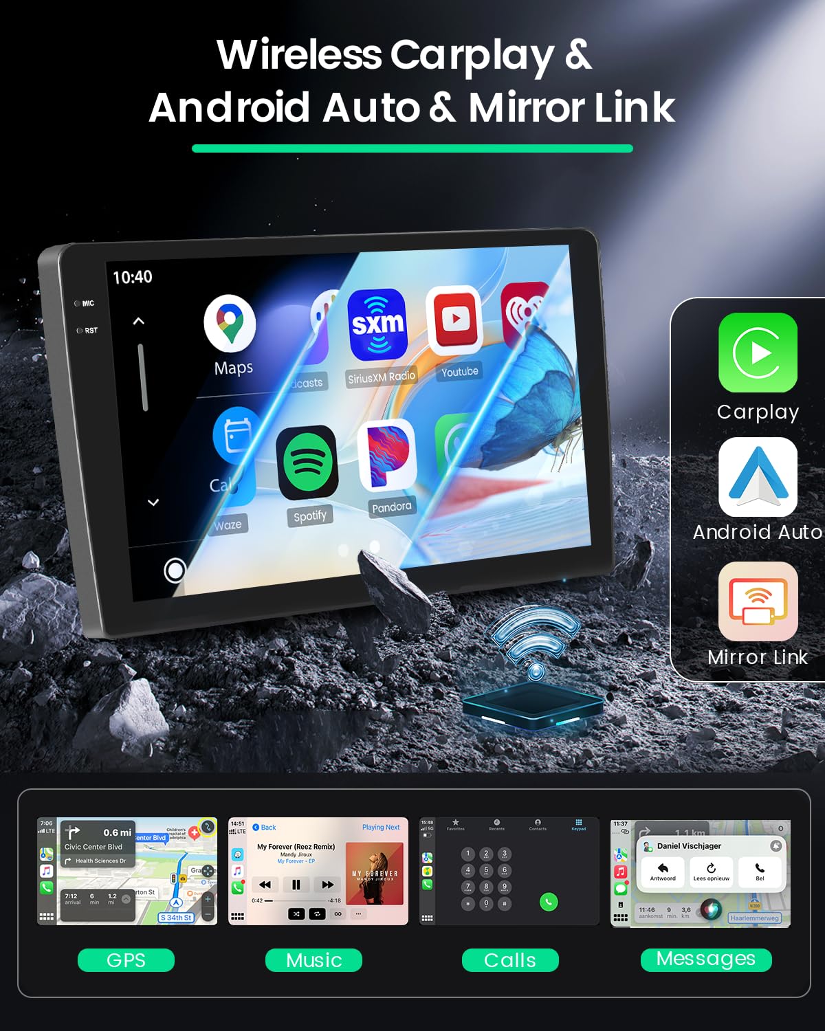 Roinvou 4G+128G Android 15 Radio samochodowe dla Toyota RAV4 2013-2019 bezprzewodowy Carplay Android Auto, 10'' ekran dotykowy z lustrem Link GPS Bluetooth FM RDS WiFi EQ SWC Kamera cofania