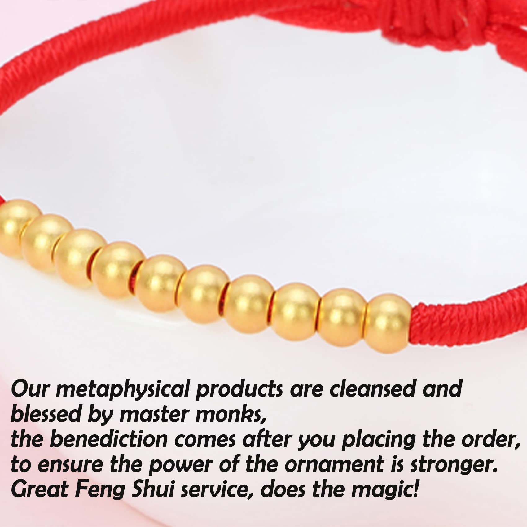 Pulsera Feng Shui Pulsera de cuentas de oro Pulsera de riqueza Pulsera de hilo rojo Amuleto for protección Amuletos de la suerte for mujeres Hombres Niños Joyas Regalos Atraer prosperidad Buena fortun
