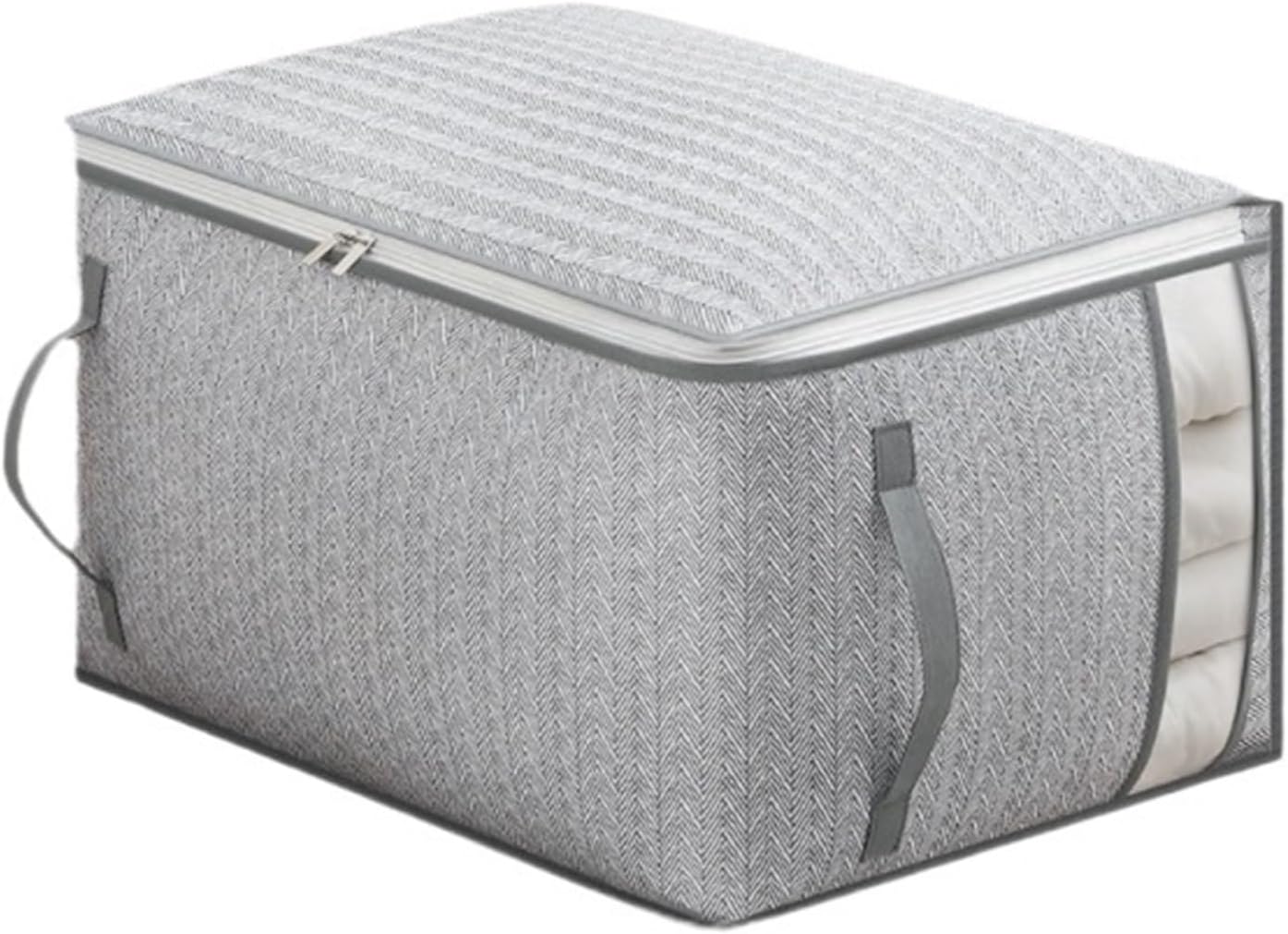 Storage Bins Storage Bag Foldable Clothes Storage Box with Zipper Storage Box for Blankets Clothes Sheets Storage Container(52x33x20cm)