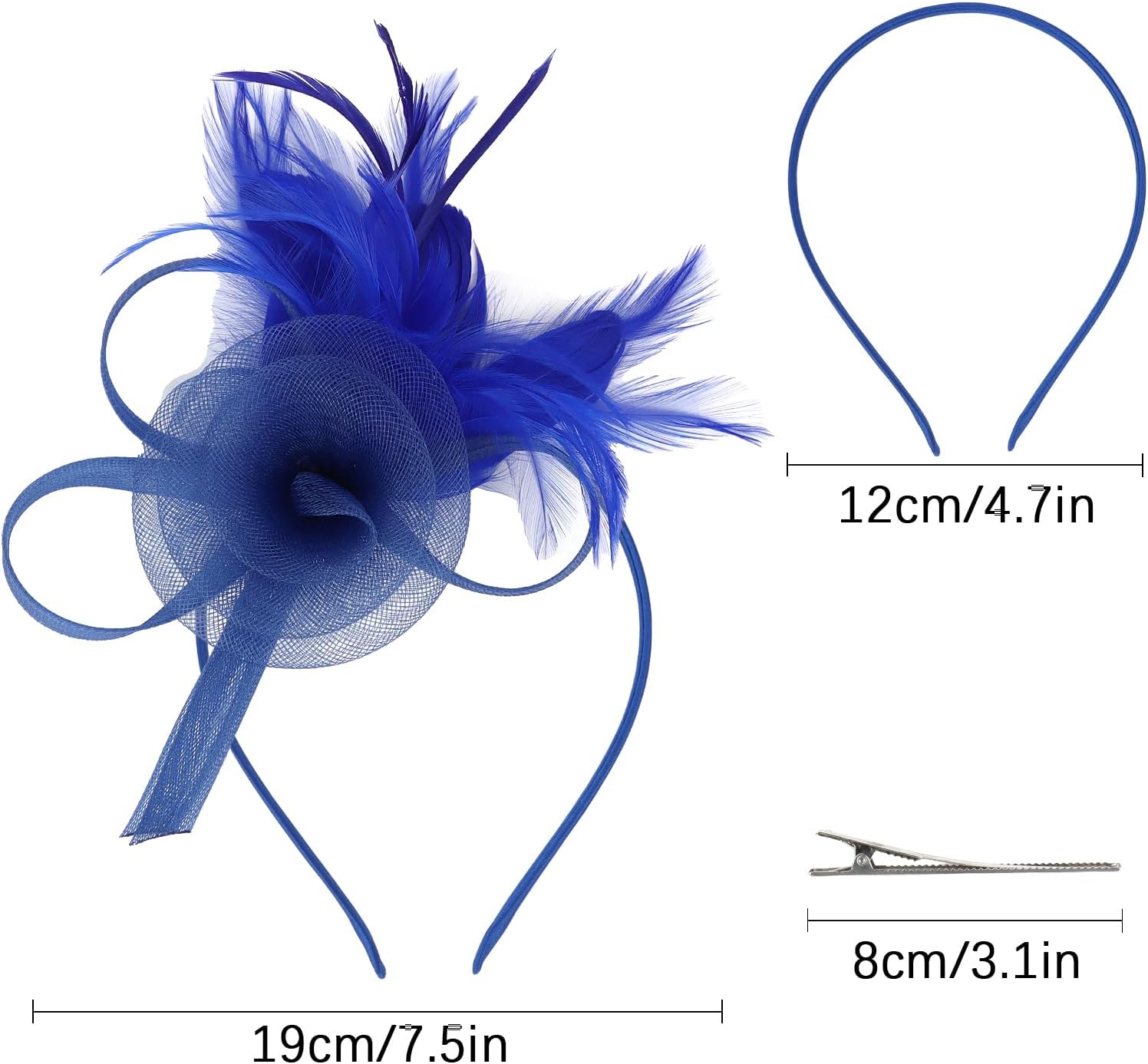 AMCAMI Fascinators Hats with Feather for Women 2026 Derby Hats Small Tea Party Hat with Headband - Image 3